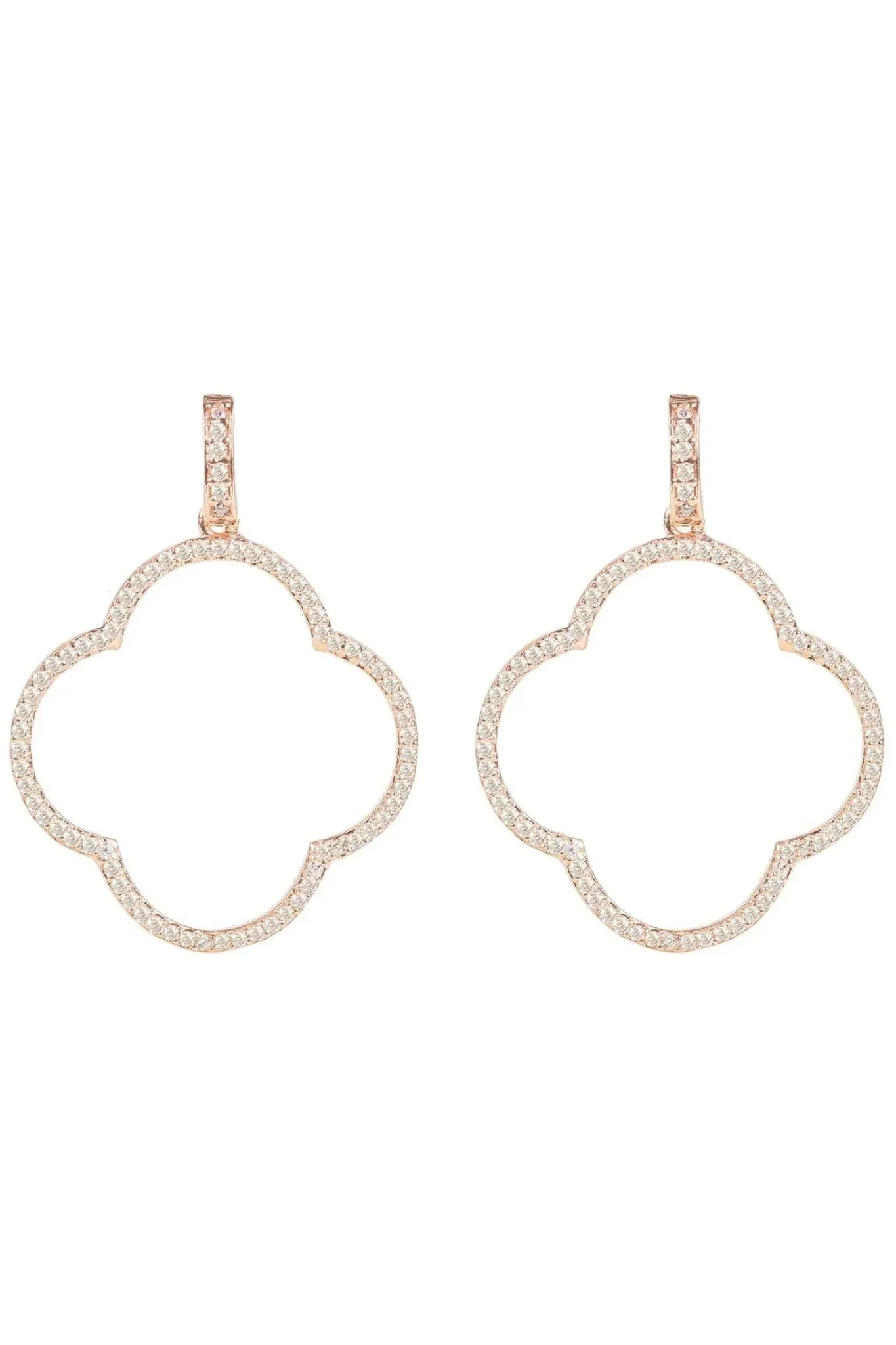 Open Clover Large Drop Earrings White Cz Rosegold - LATELITA Earrings