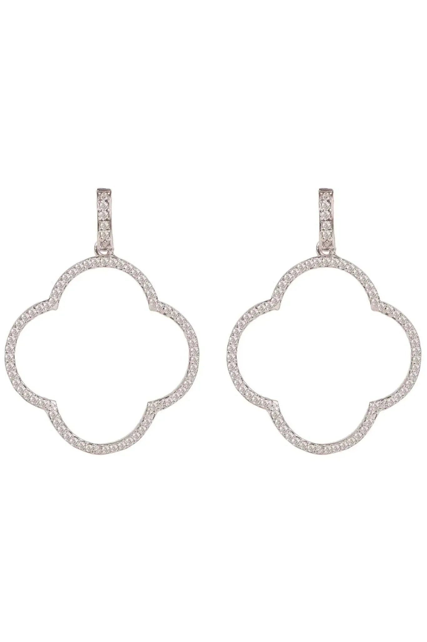 Open Clover Large Drop Earrings White Cz Silver - LATELITA Earrings