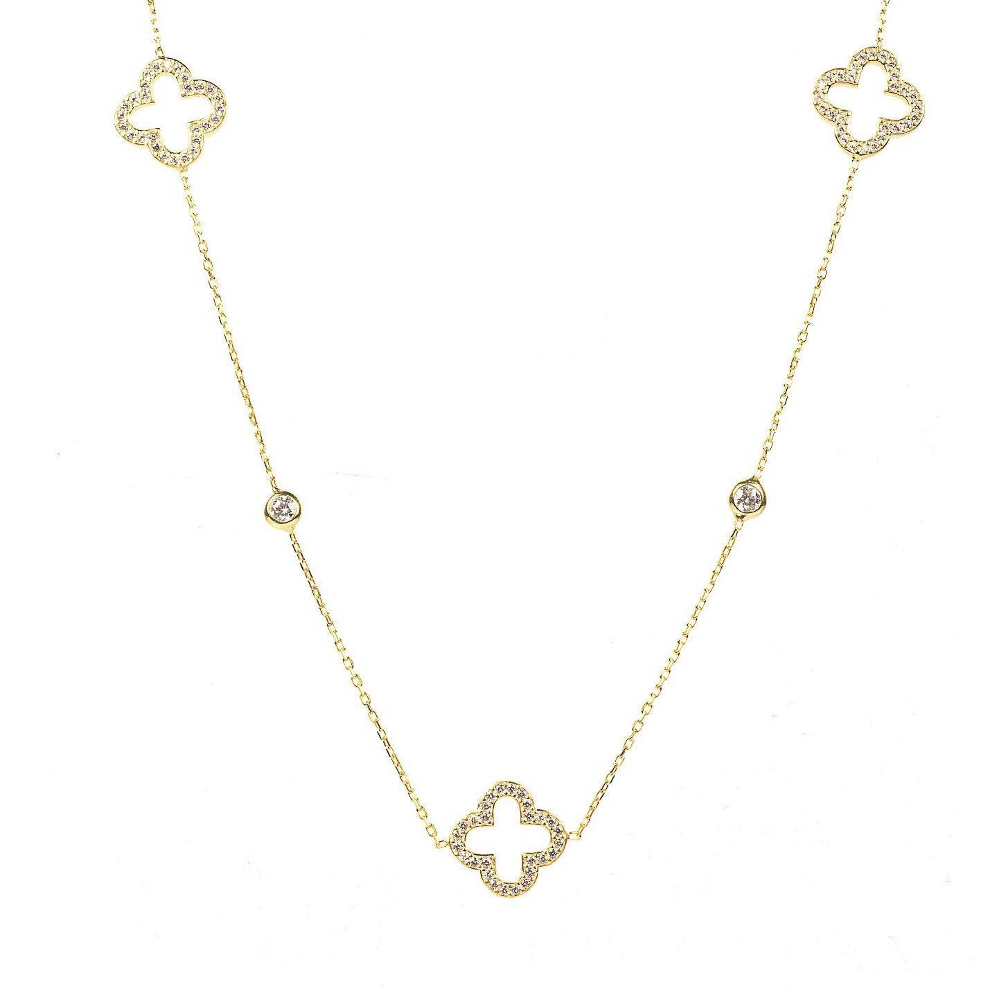 Open Clover Long Necklace Gold - LATELITA Necklaces