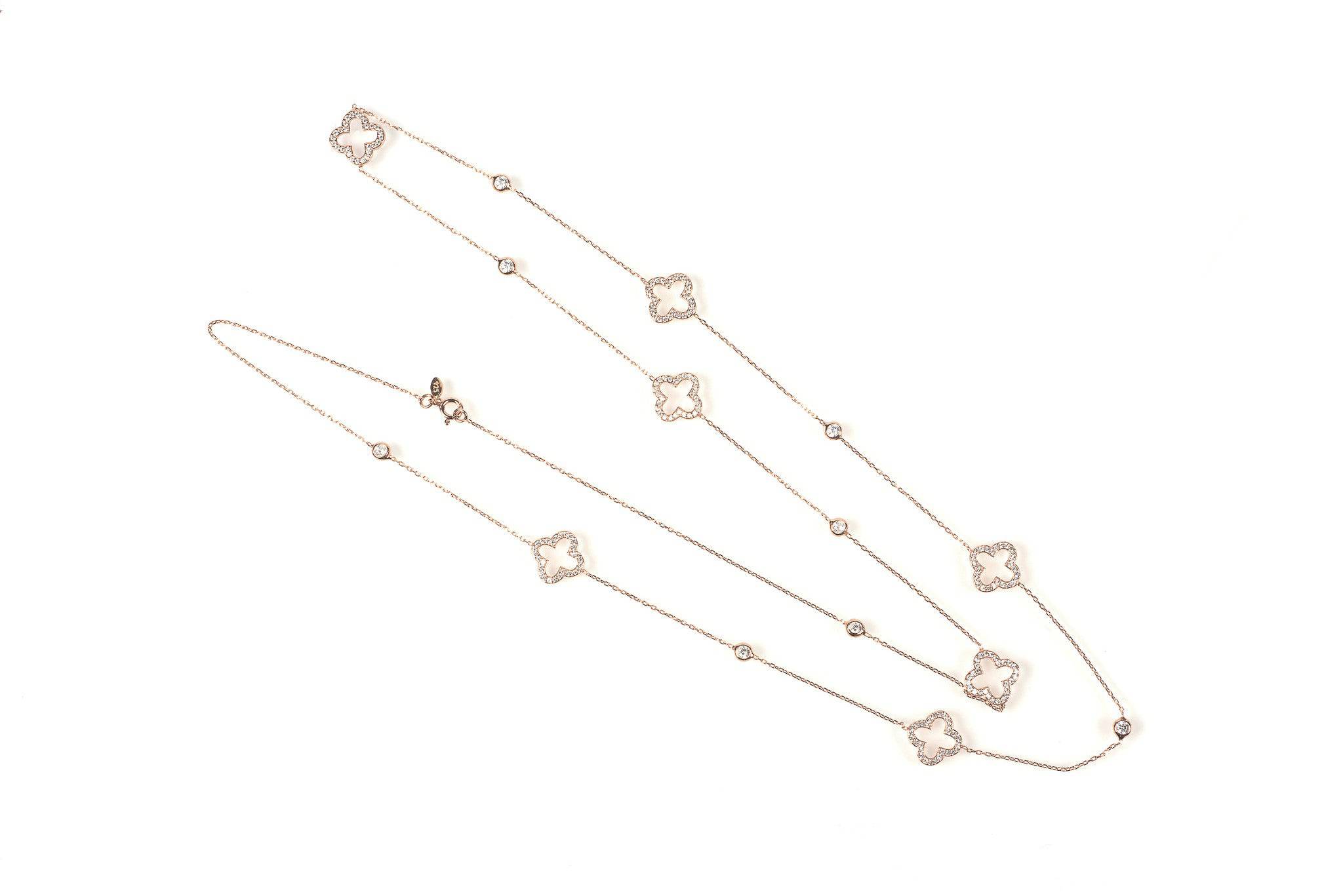 Open Clover Long Necklace Rosegold - LATELITA Necklaces