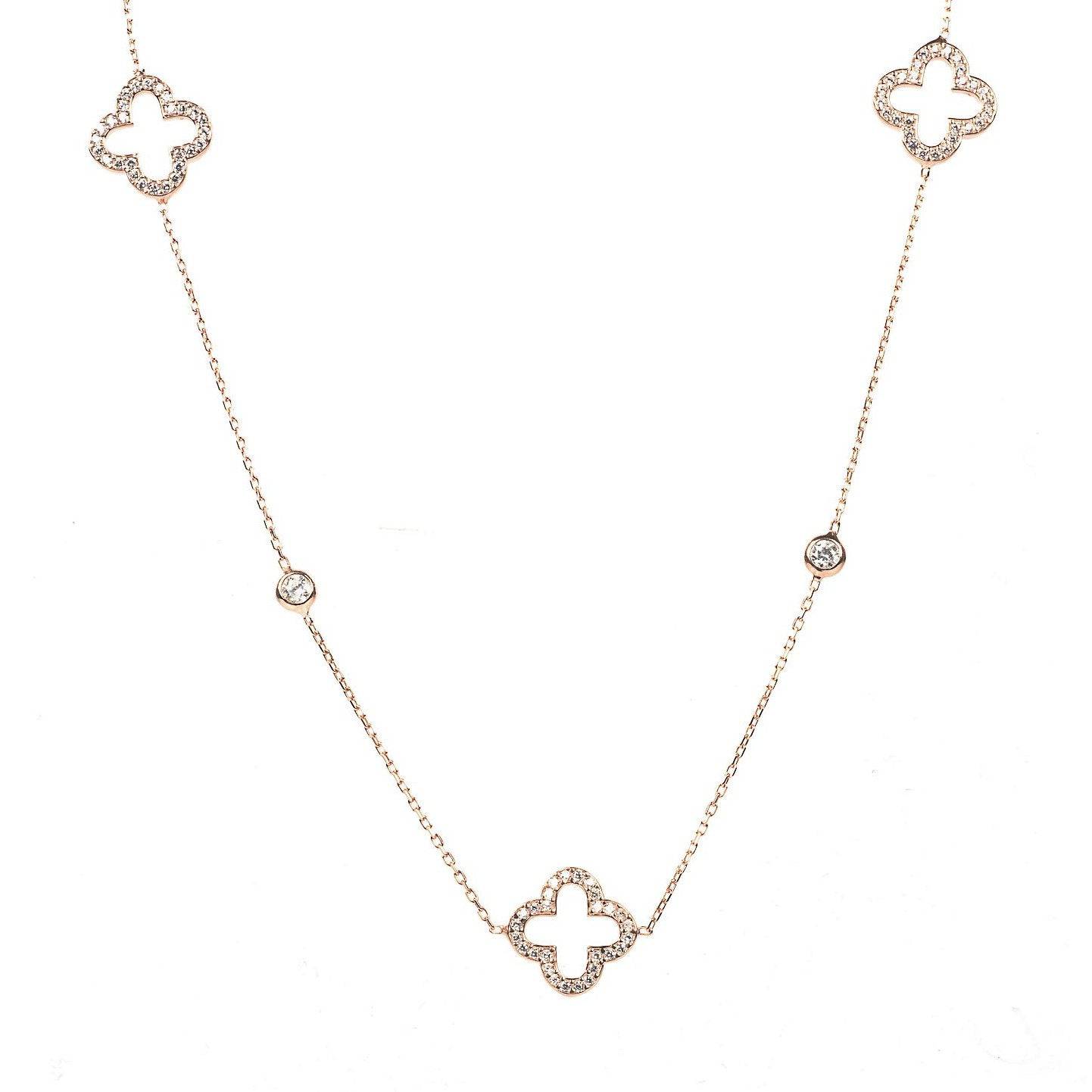 Open Clover Long Necklace Rosegold - LATELITA Necklaces