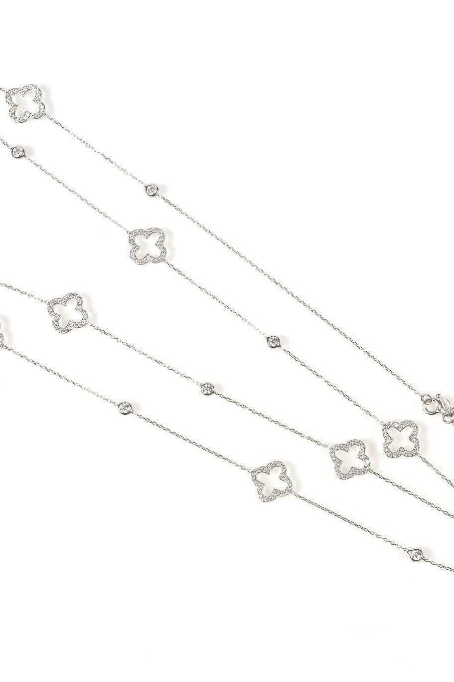 Open Clover Long Necklace Silver - LATELITA Necklaces