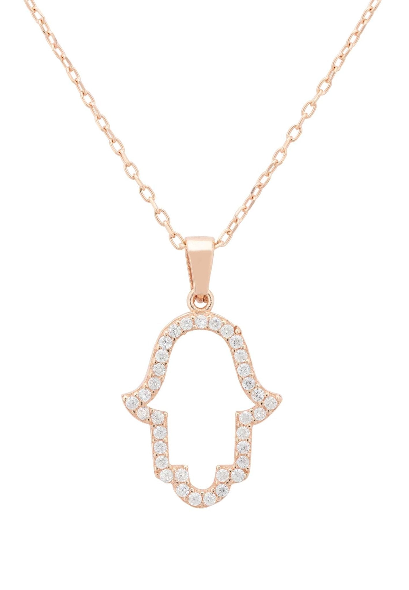 Open Hamsa Necklace Rosegold - LATELITA Necklaces