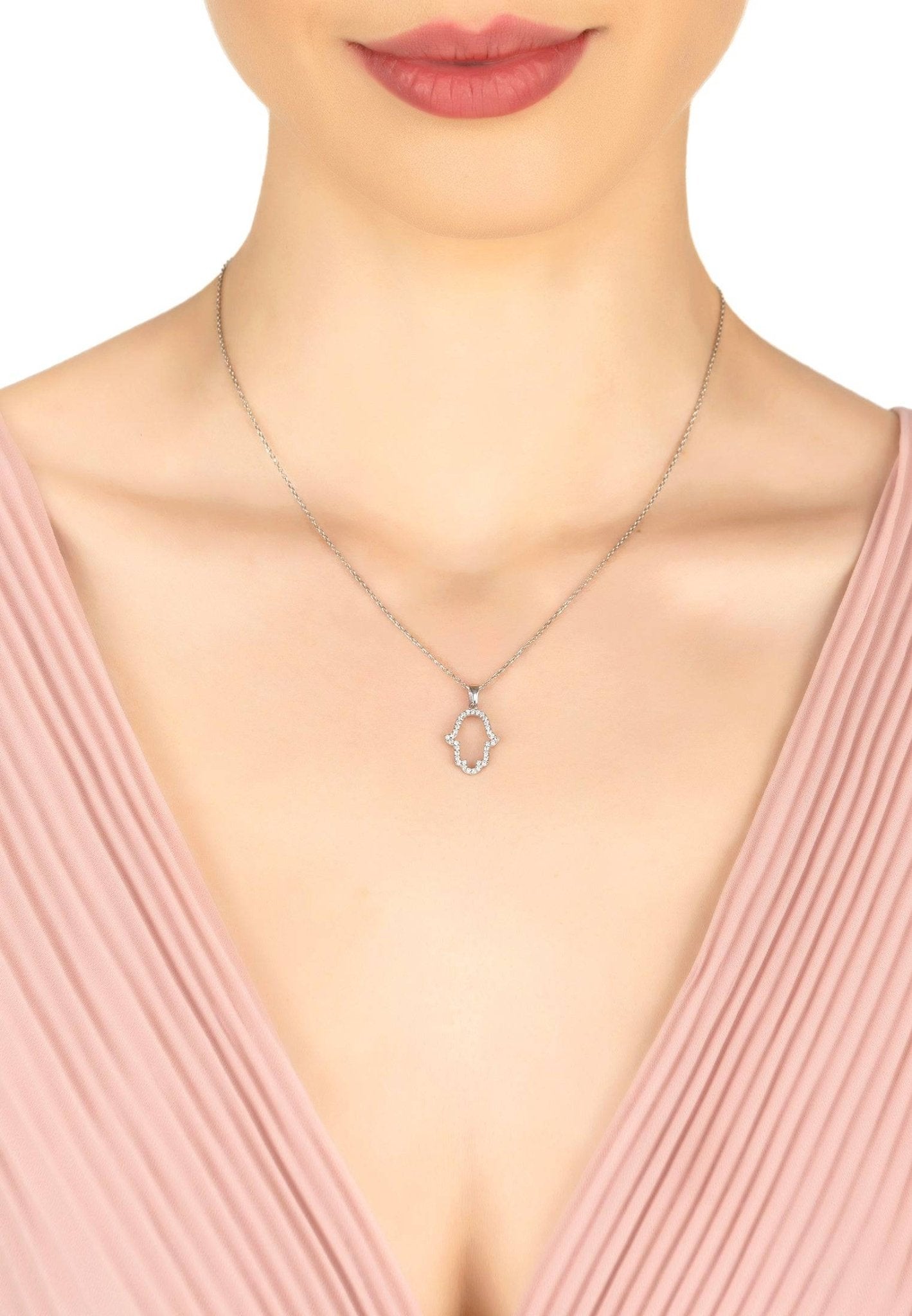 Open Hamsa Necklace Silver - LATELITA Necklaces