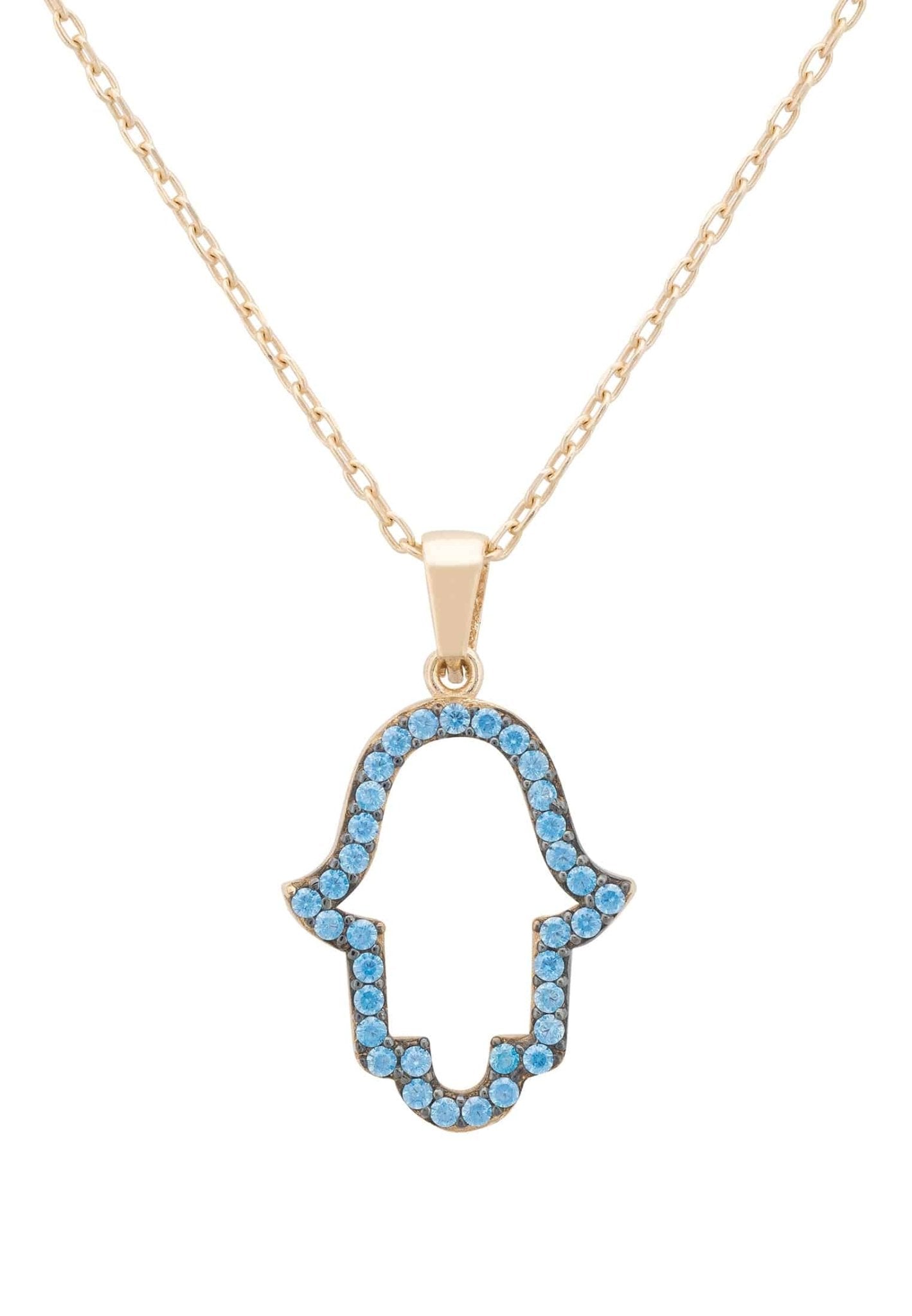 Open Hamsa Turquoise Necklace Gold - LATELITA Necklaces