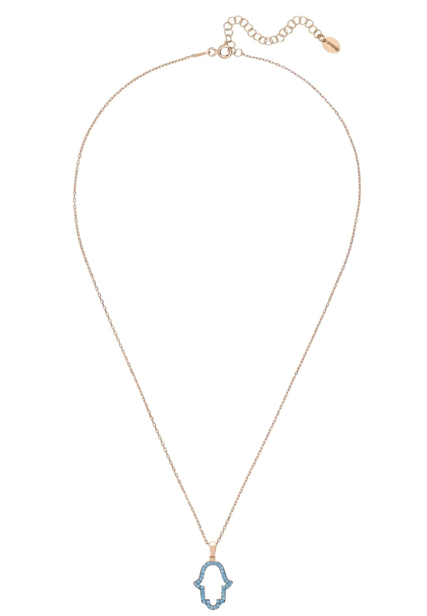 Open Hamsa Turquoise Necklace Rosegold - LATELITA Necklaces