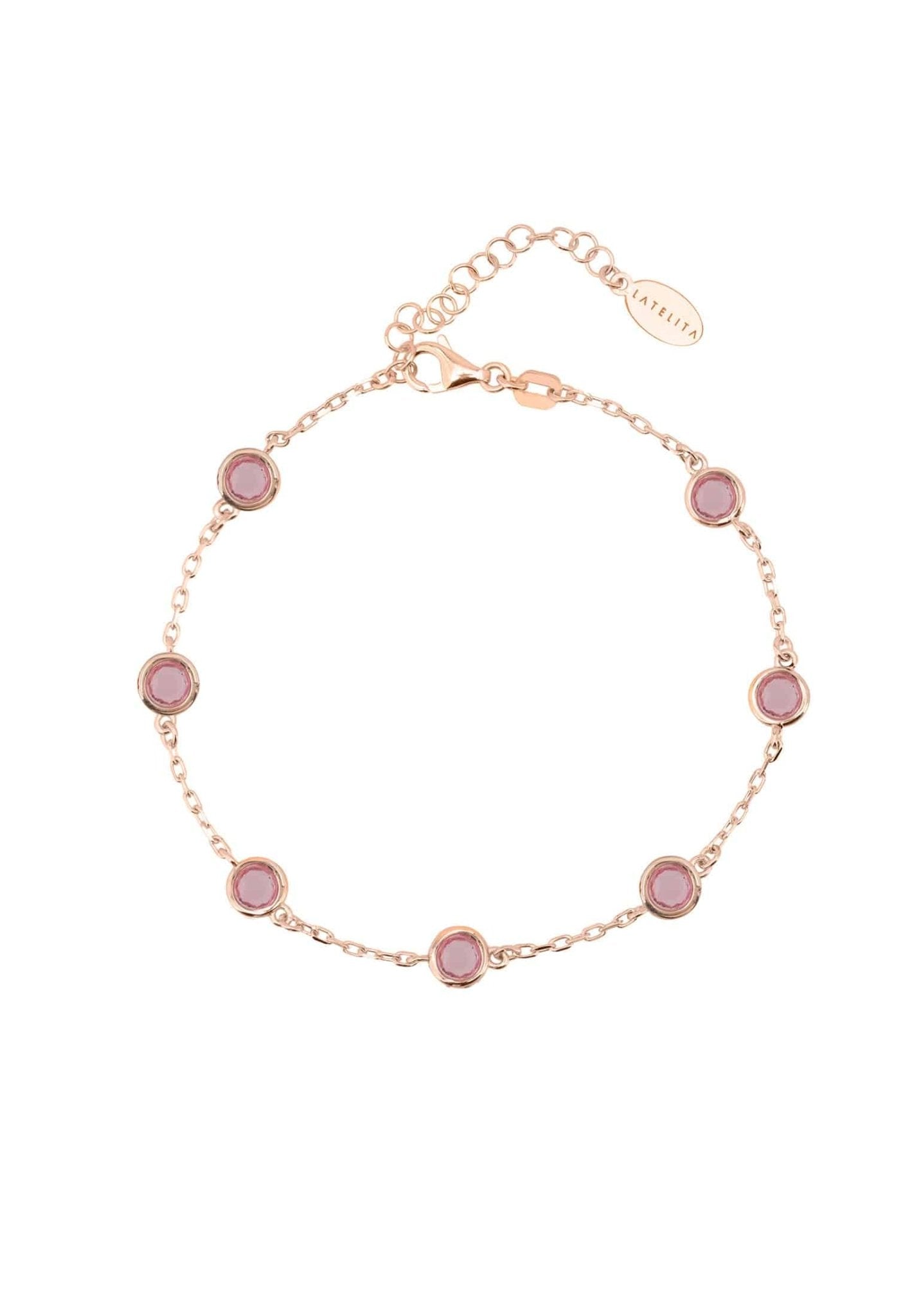 Palermo Bracelet Rose Gold Pink Tourmaline - LATELITA Bracelets