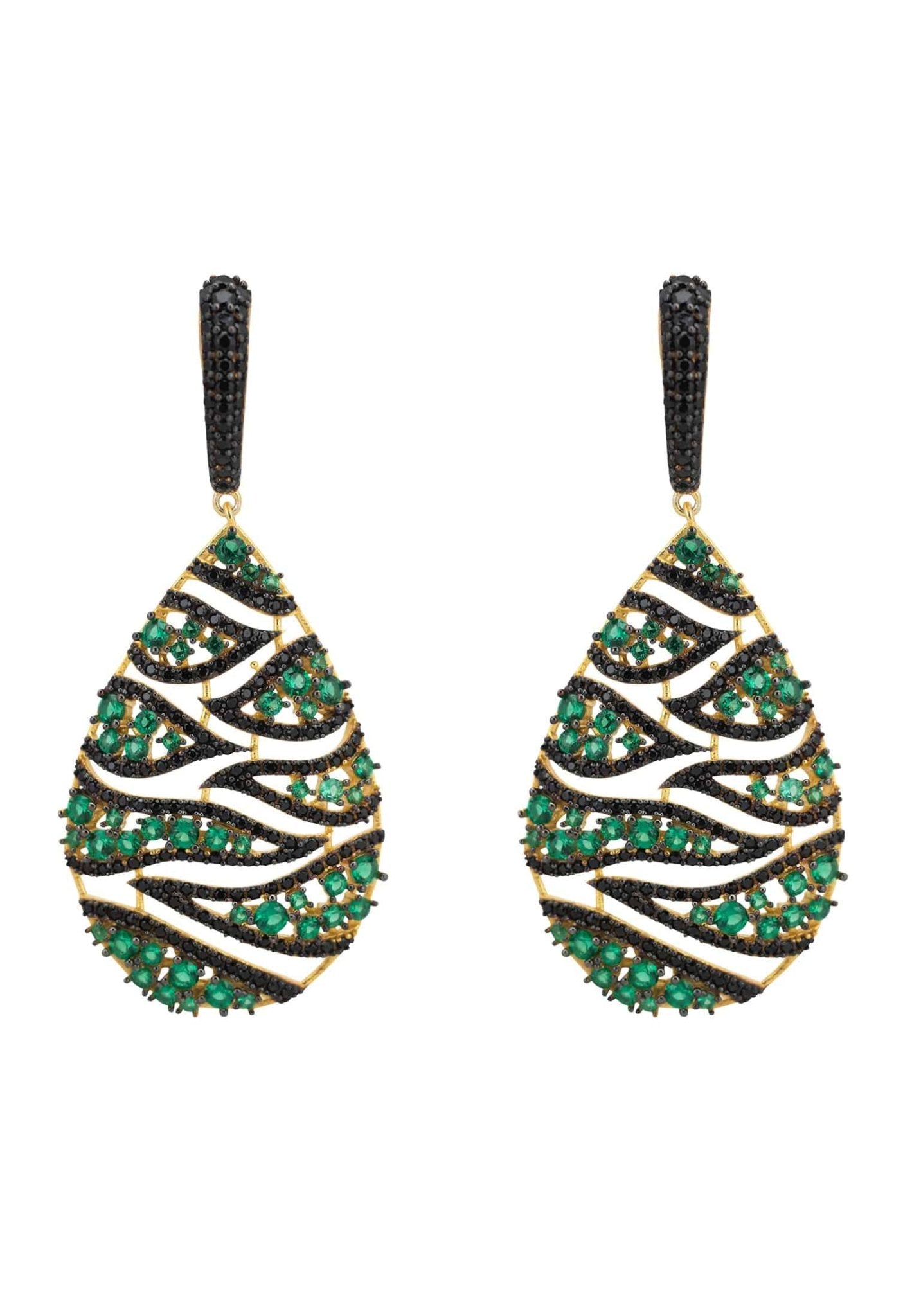 Panama Earrings Green & Black Gold - LATELITA Earrings