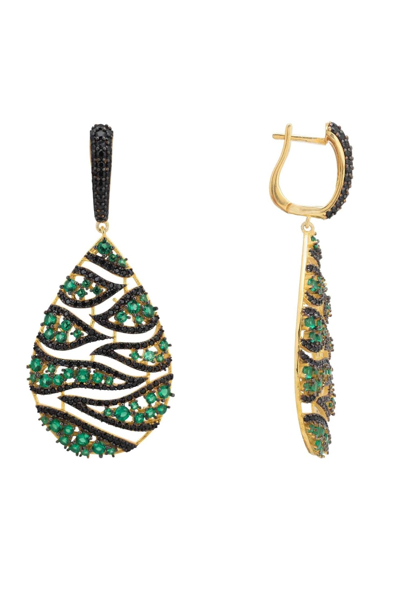 Panama Earrings Green & Black Gold - LATELITA Earrings