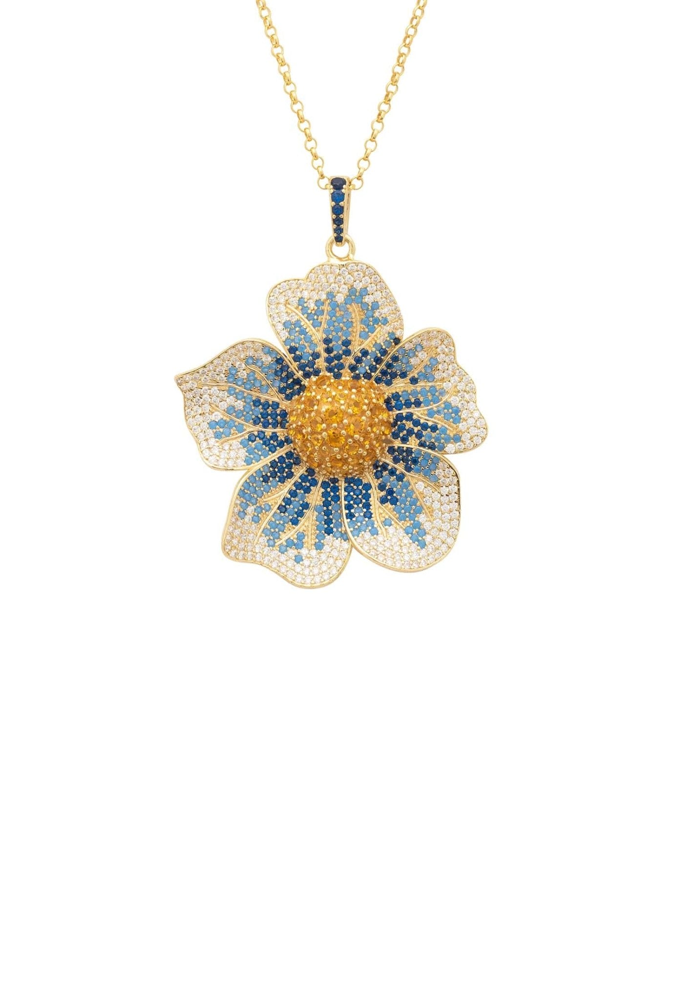 Pansy Flower Blue Necklace Gold - LATELITA Necklaces