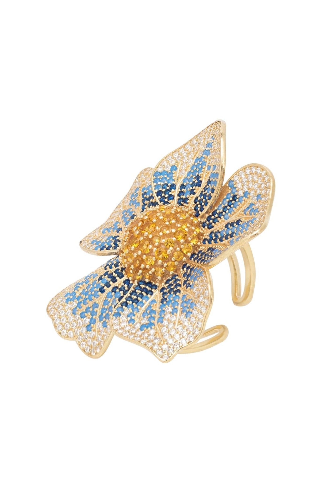 Pansy Flower Blue Ring Gold - LATELITA Rings
