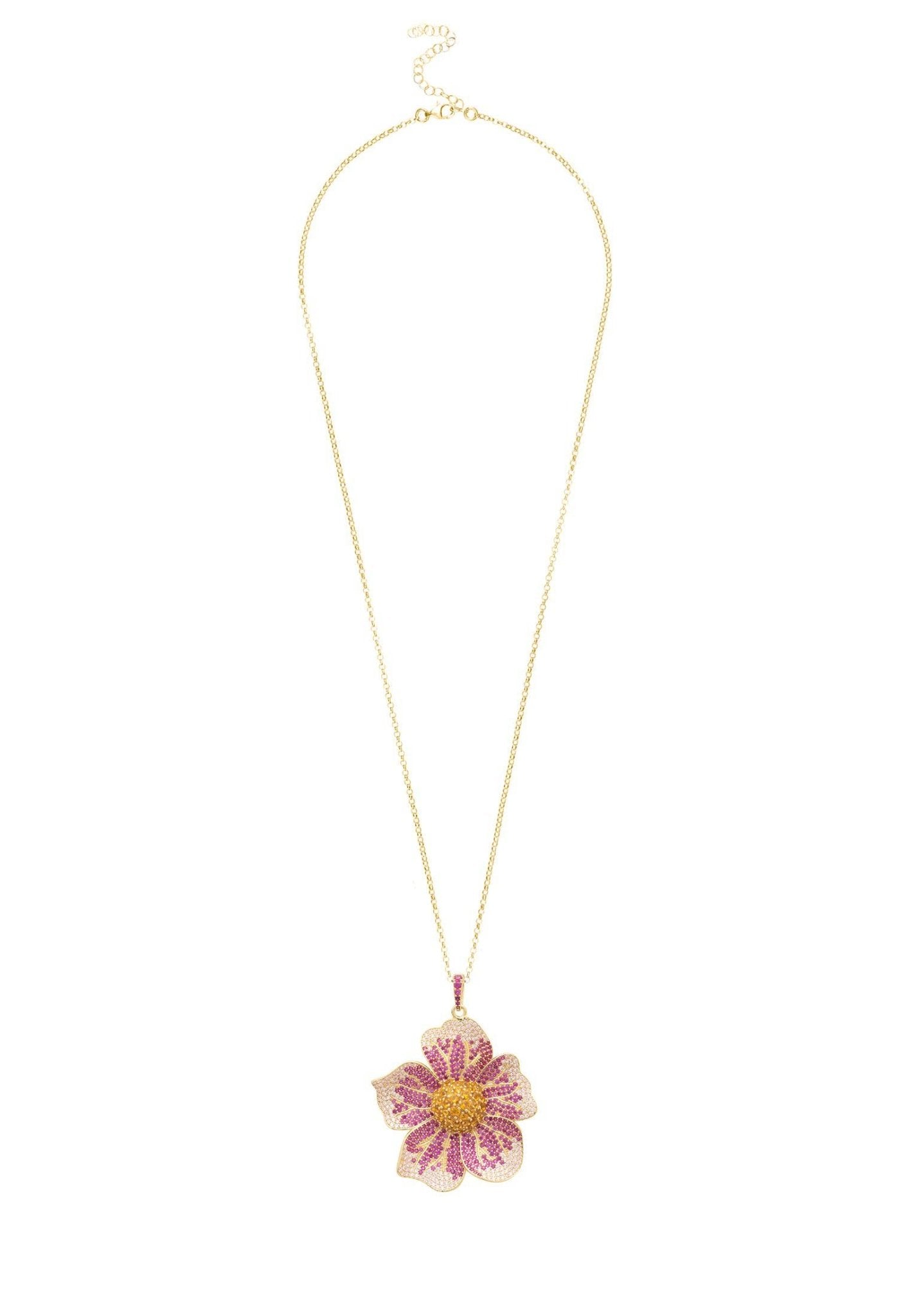 Pansy Flower Pink Necklace Gold - LATELITA Necklaces