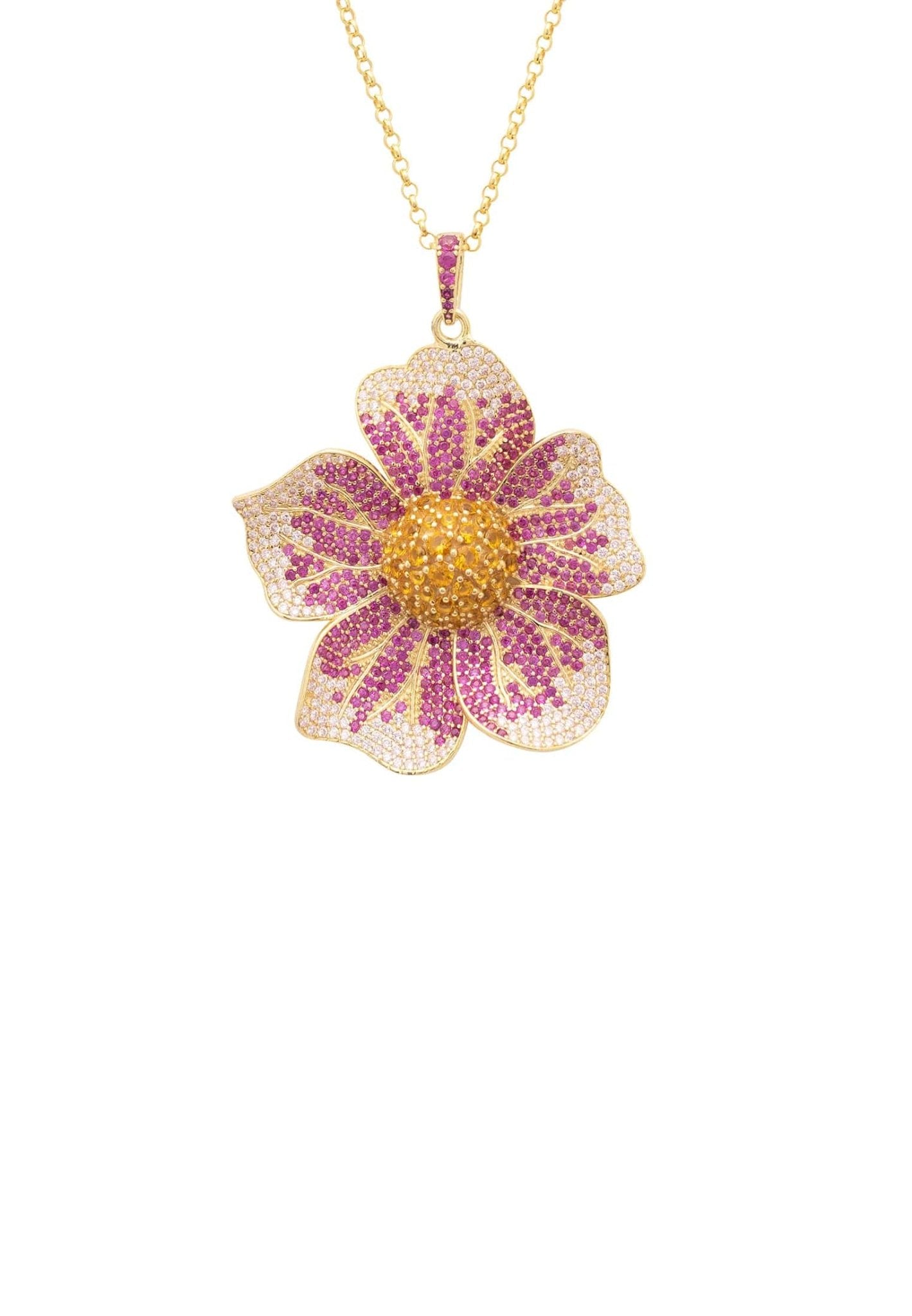 Pansy Flower Pink Necklace Gold - LATELITA Necklaces