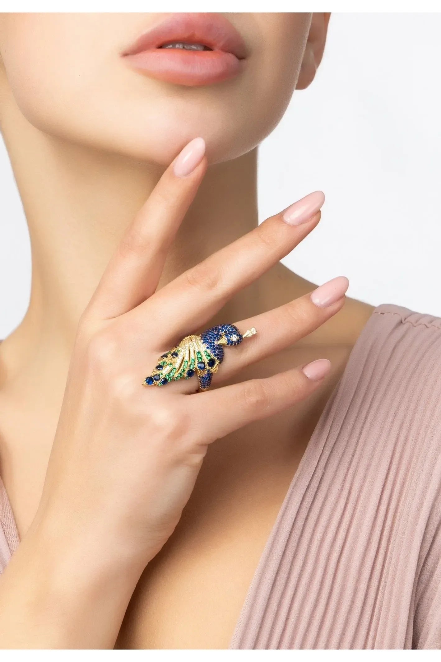 Peacock Cocktail Ring Gold - LATELITA Rings