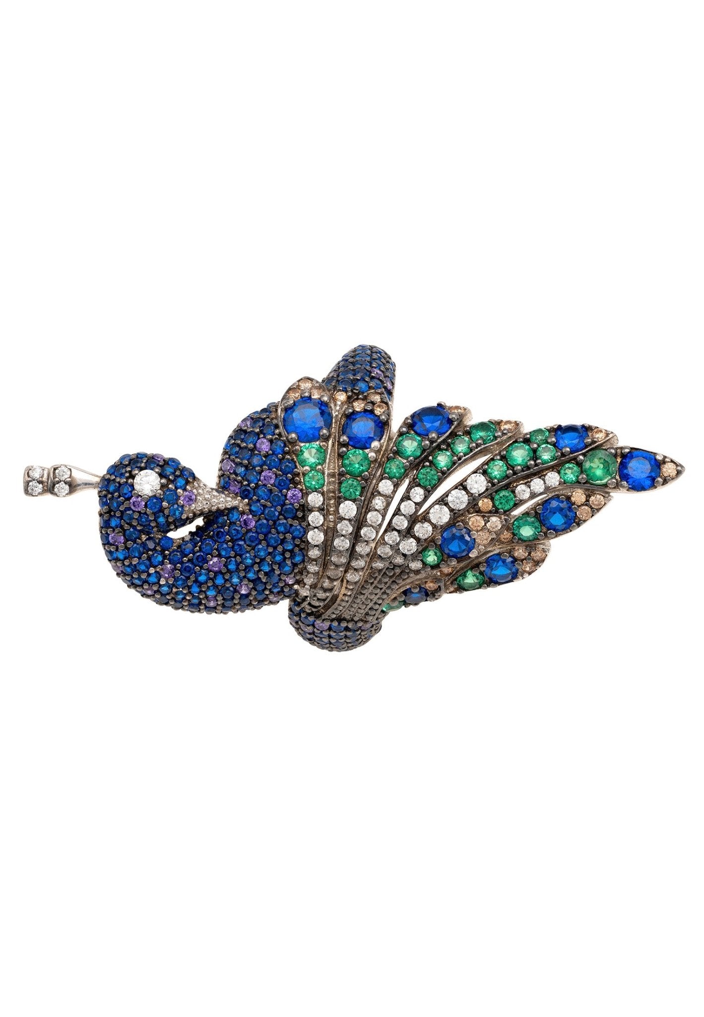 Peacock Cocktail Ring Silver - LATELITA Rings