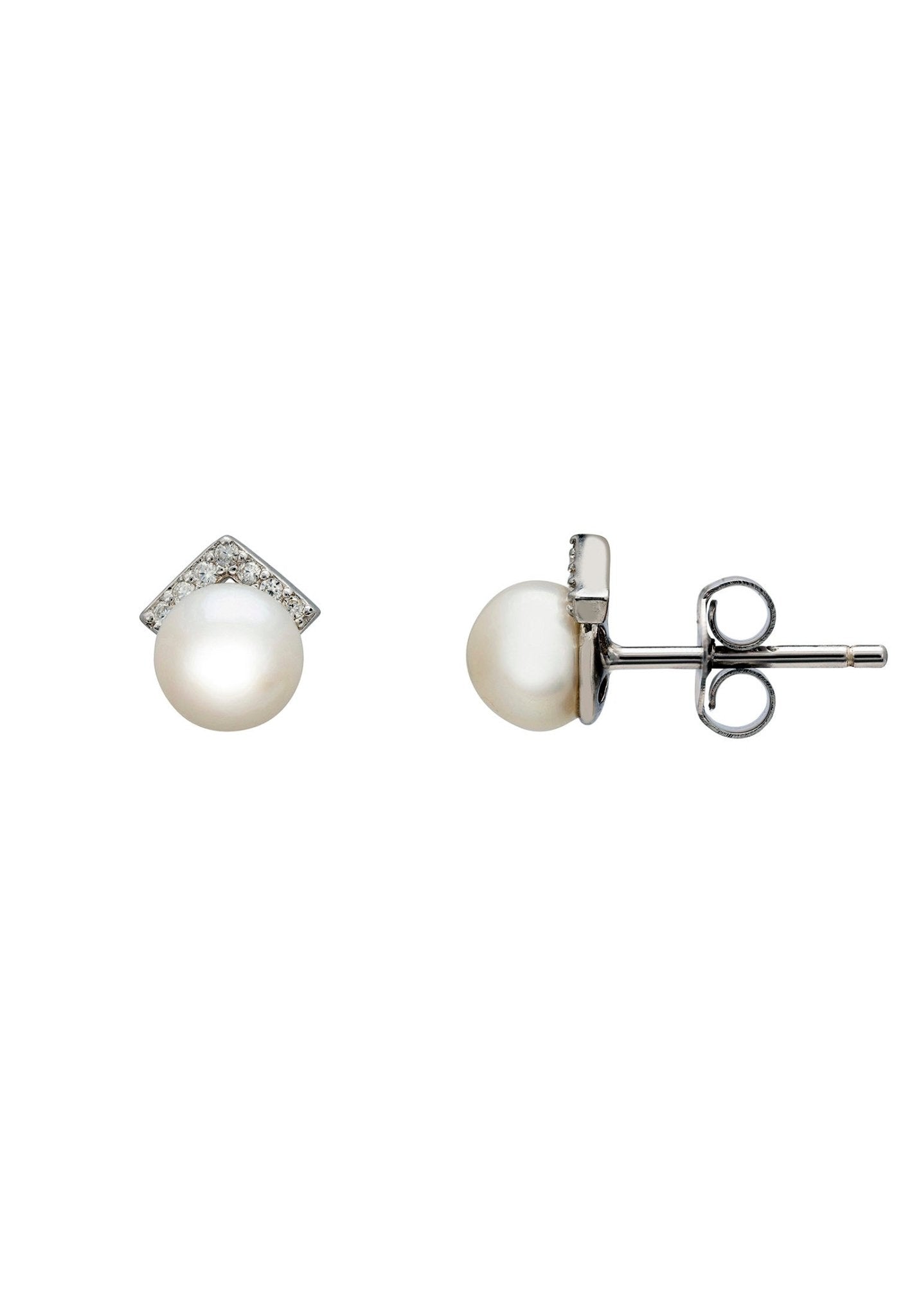 Pearl Angular Stud Earrings Silver - LATELITA Earrings
