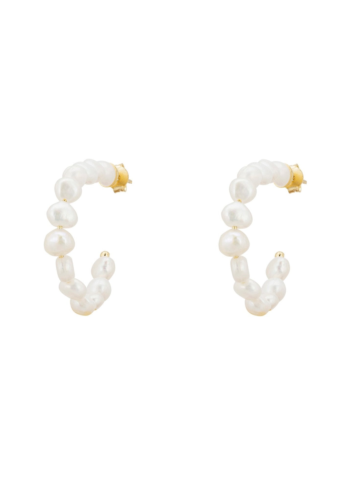 Pearl Beaded Hoop Earrings Gold - LATELITA Earrings