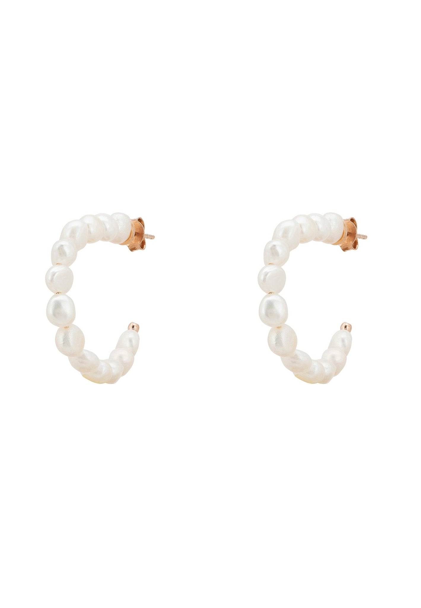 Pearl Beaded Hoop Earrings Rosegold - LATELITA Earrings