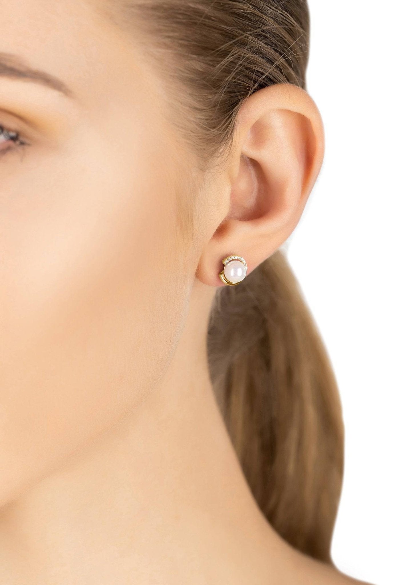 Pearl Halo Stud Earrings Gold - LATELITA Earrings