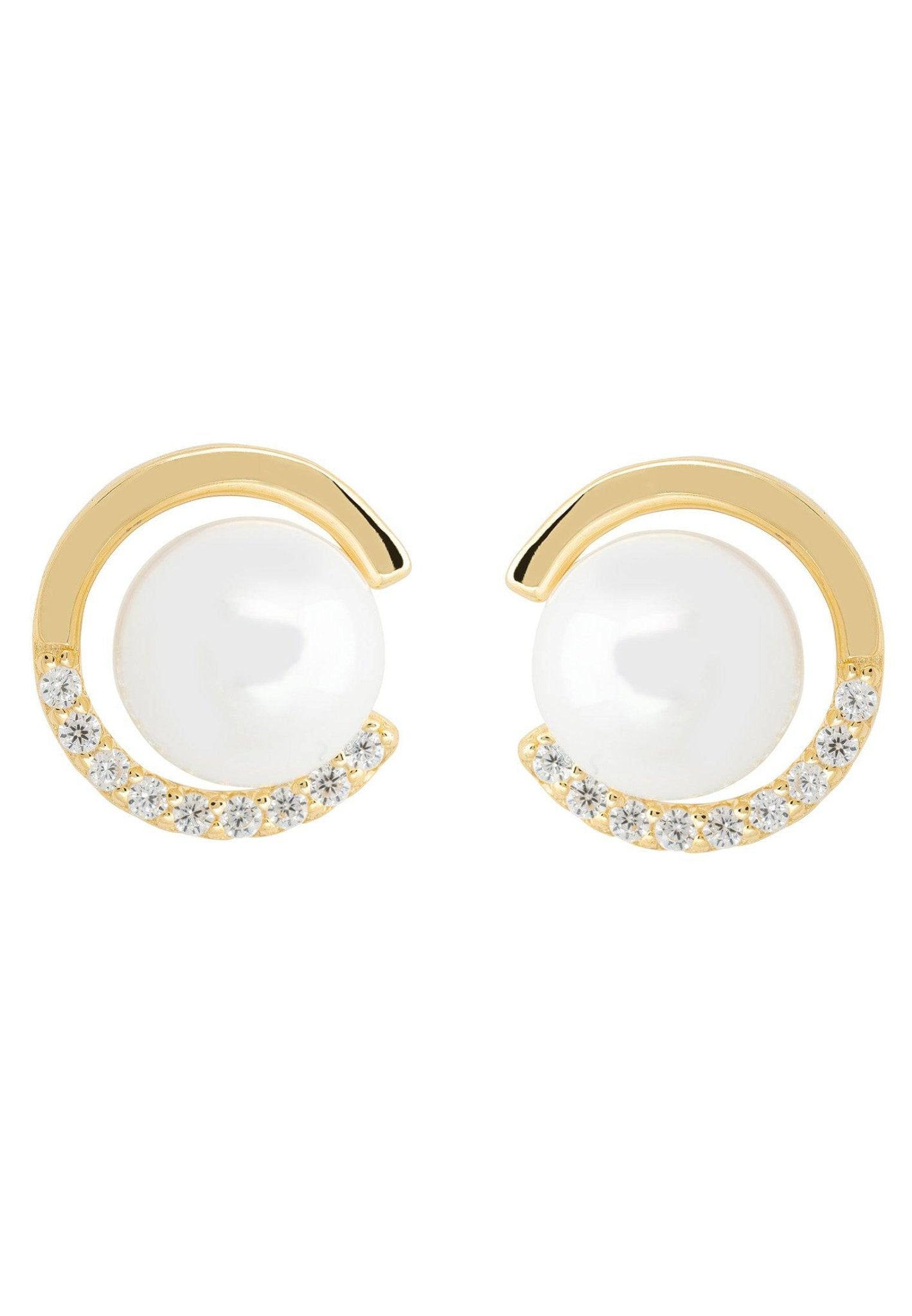 Pearl Halo Stud Earrings Gold - LATELITA Earrings