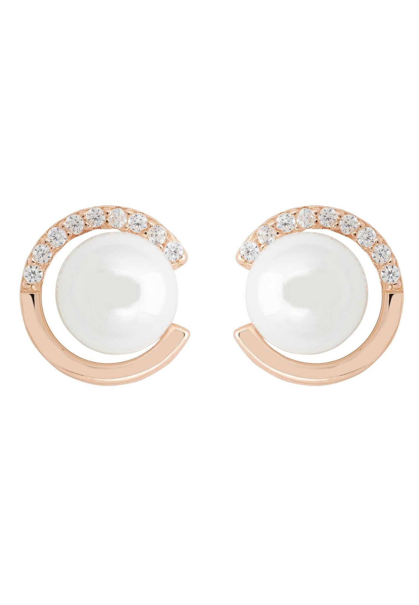 Pearl Halo Stud Earrings Rosegold - LATELITA Earrings