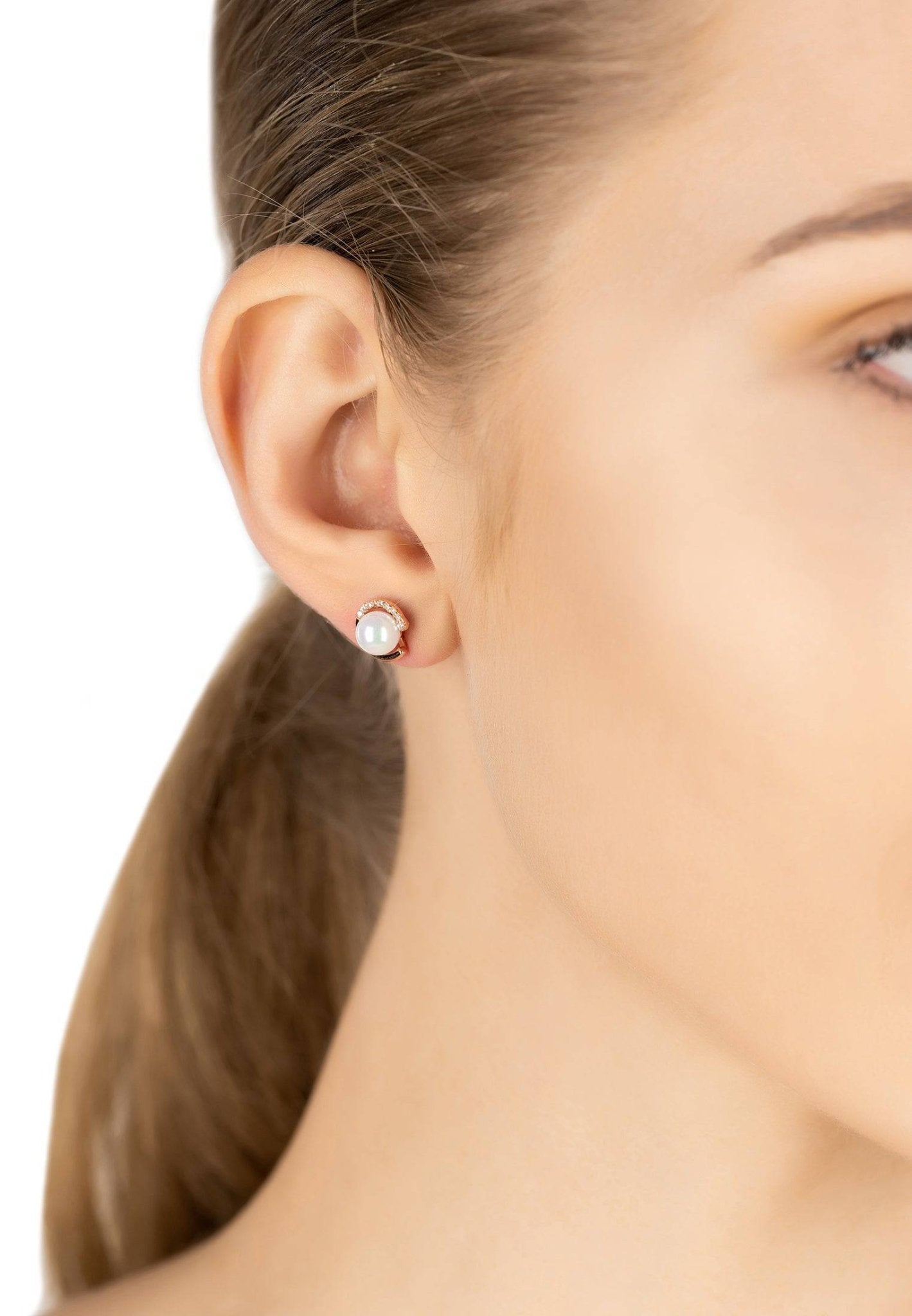 Pearl Halo Stud Earrings Rosegold - LATELITA Earrings