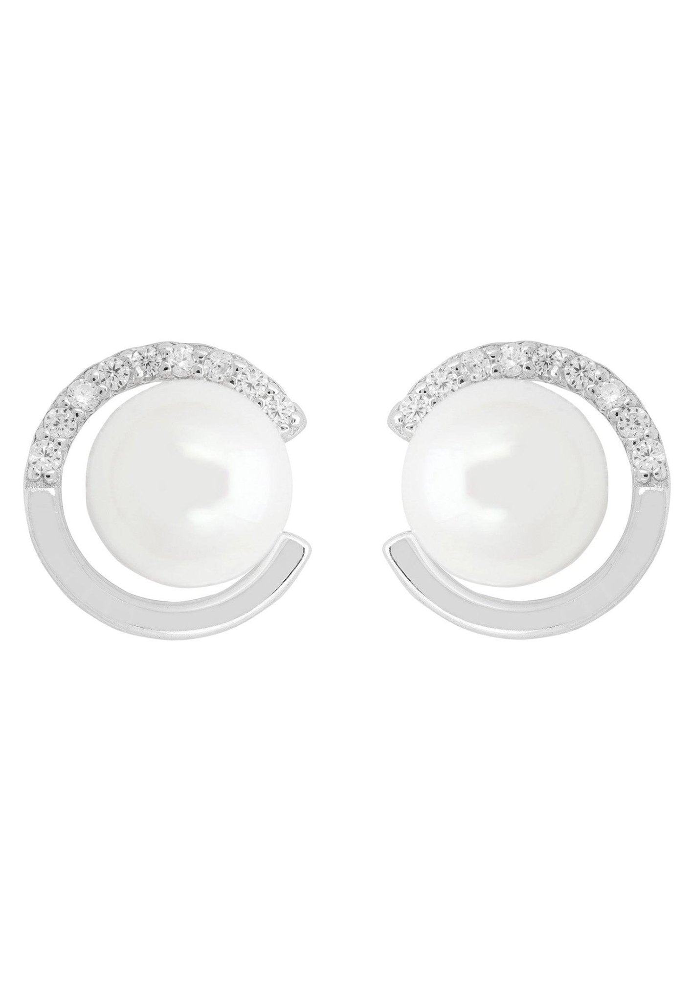 Pearl Halo Stud Earrings Silver - LATELITA Earrings