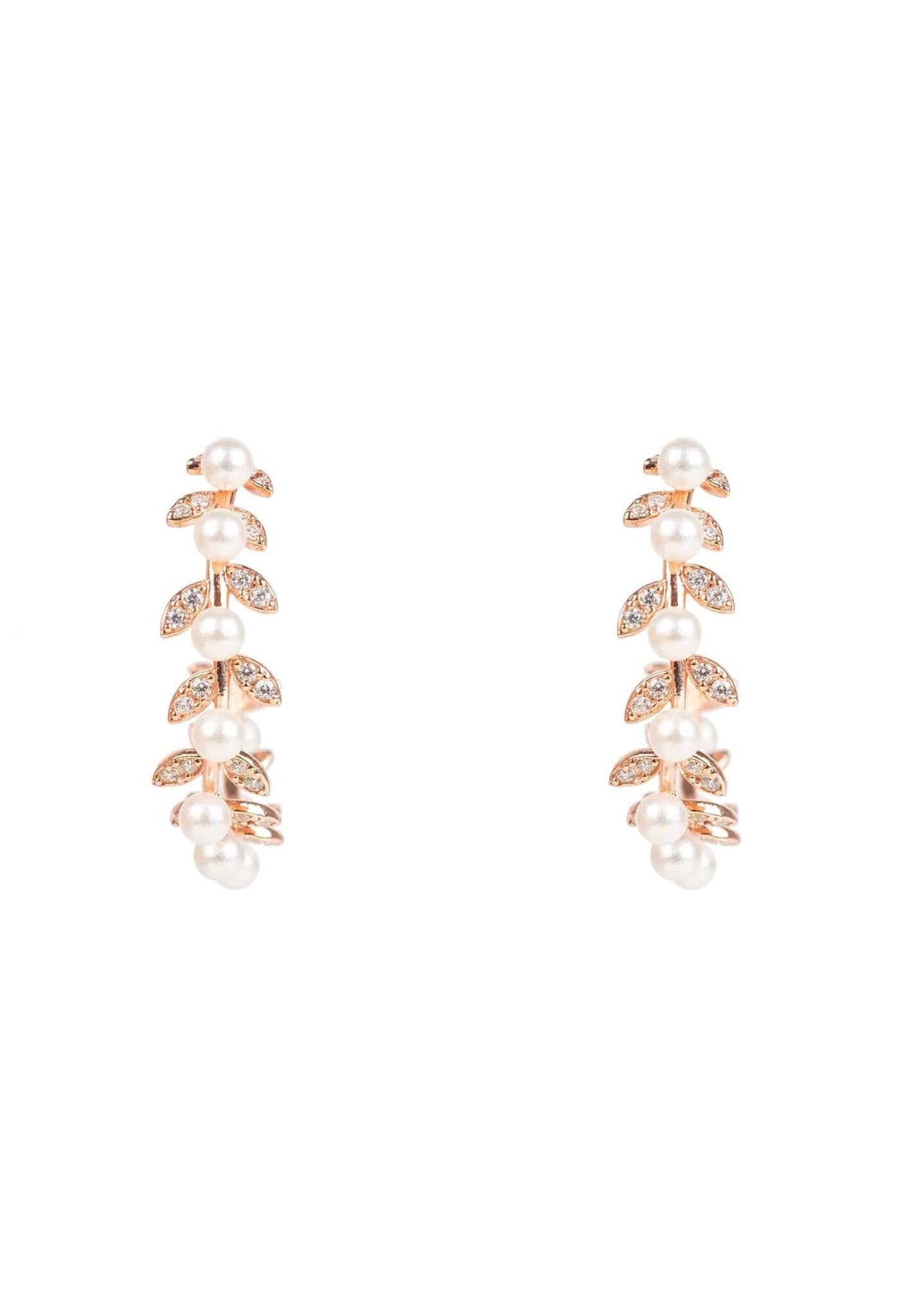Pearl Laurel Hoop Earrings Rosegold - LATELITA Earrings