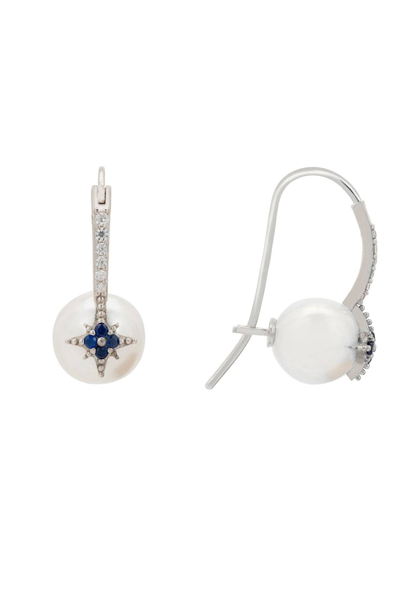 Pearl Moon & Star Earrings Silver - LATELITA Earrings