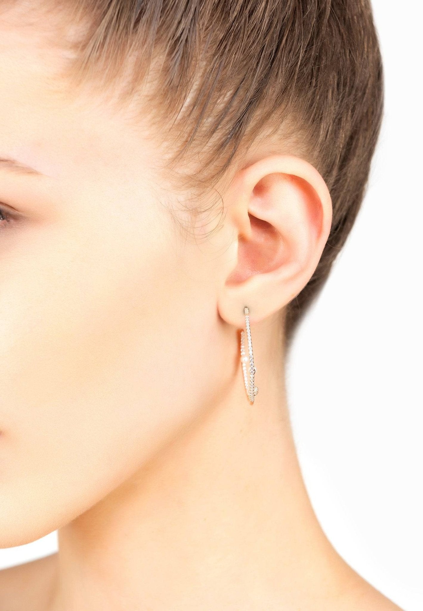 Pearl & Sparkles Hoop Earrings Silver - LATELITA Earrings