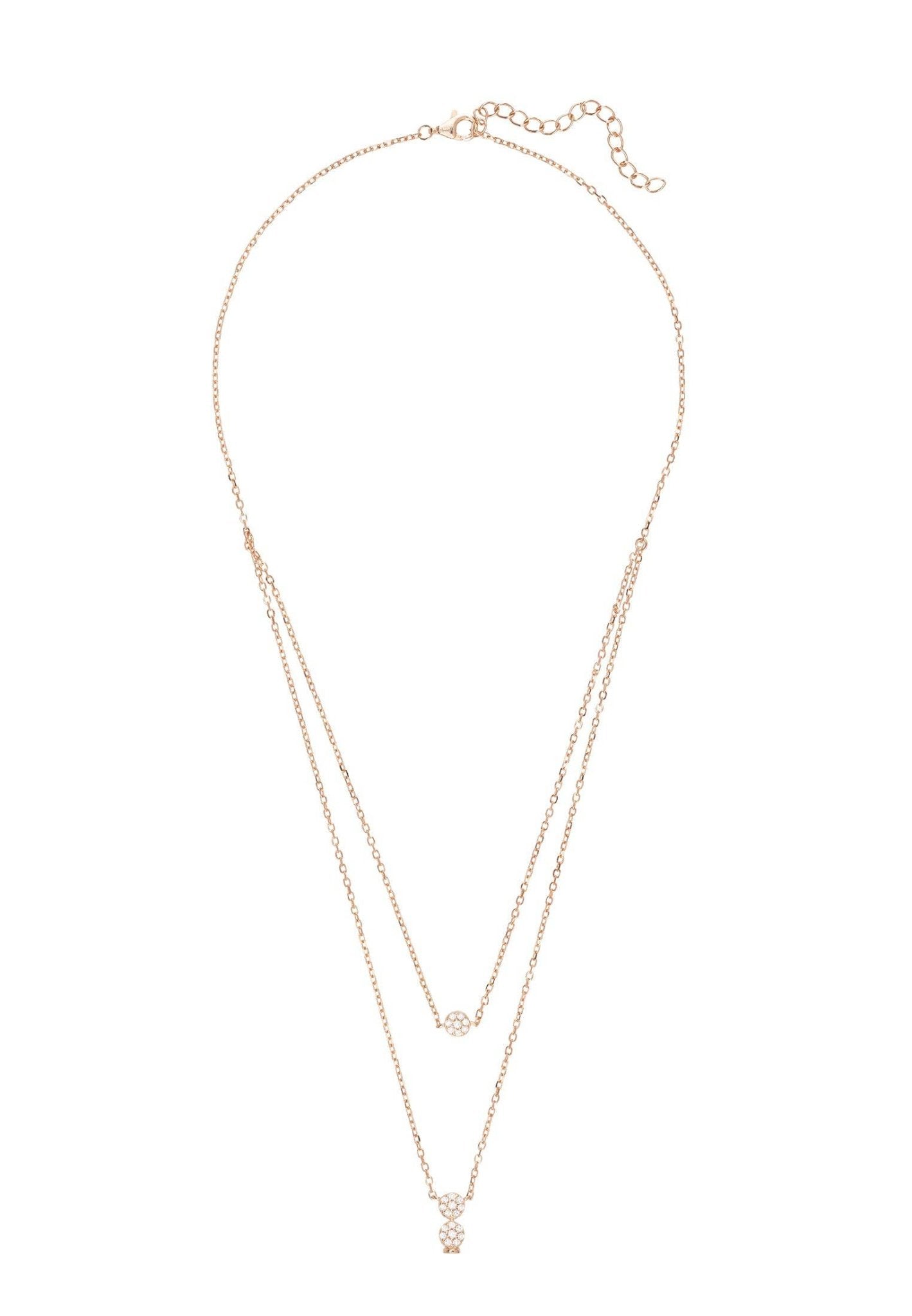 Pearl & Sparkles Layered Necklace Rosegold - LATELITA Necklaces