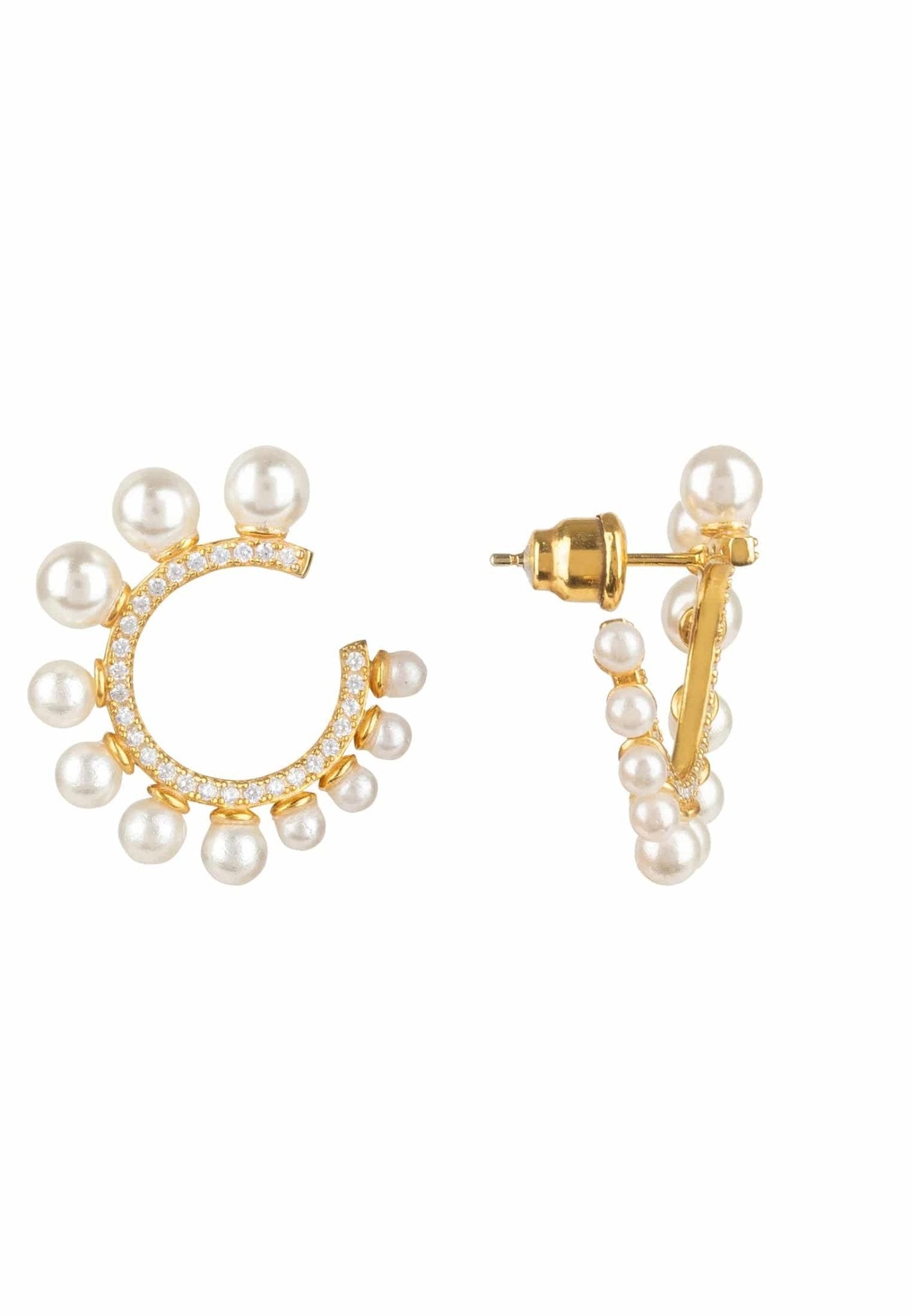 Pearl Sweeping Hoop Earrings Gold - LATELITA Earrings