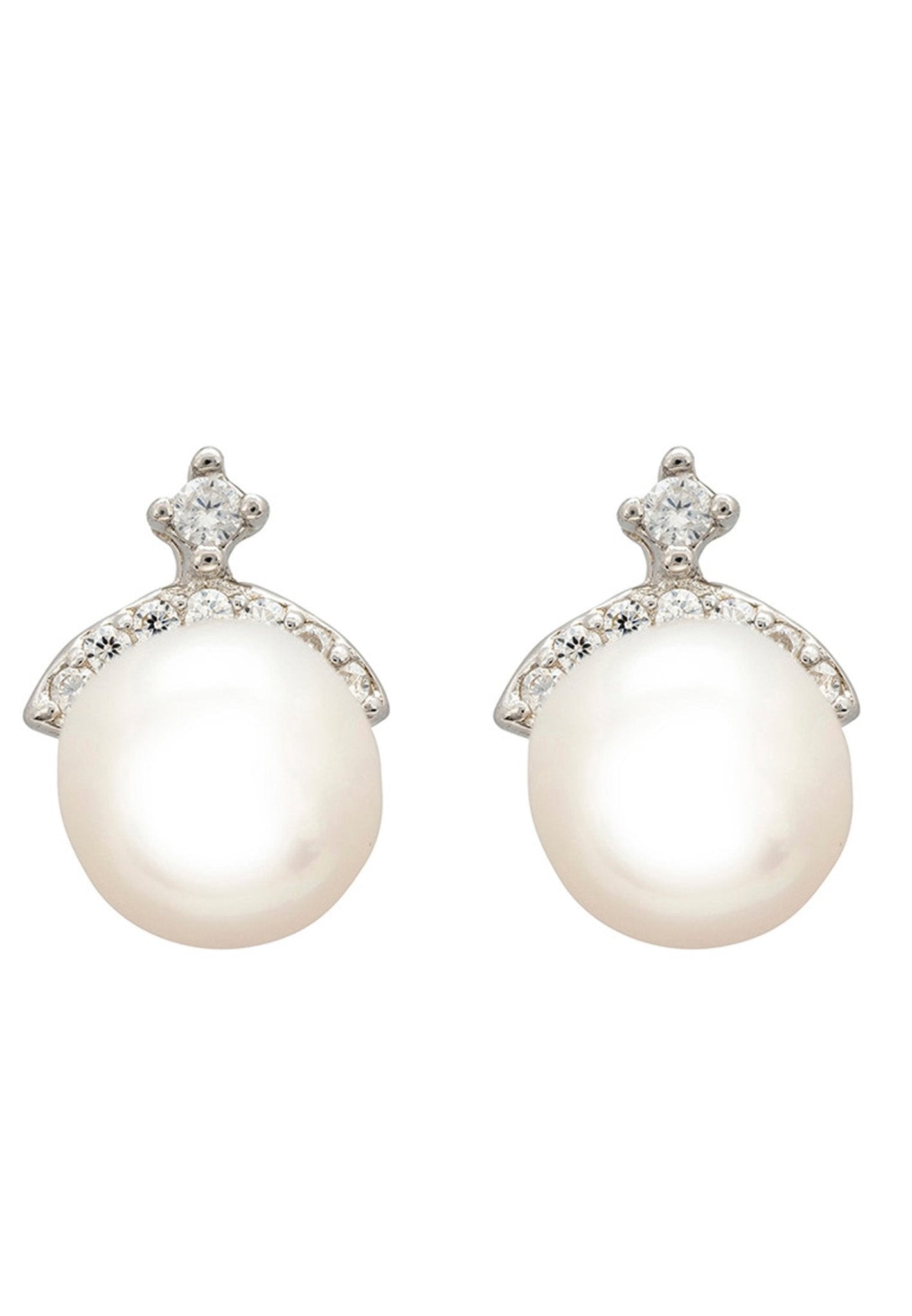 Pearl Tiara Stud Earrings Silver - LATELITA Earrings