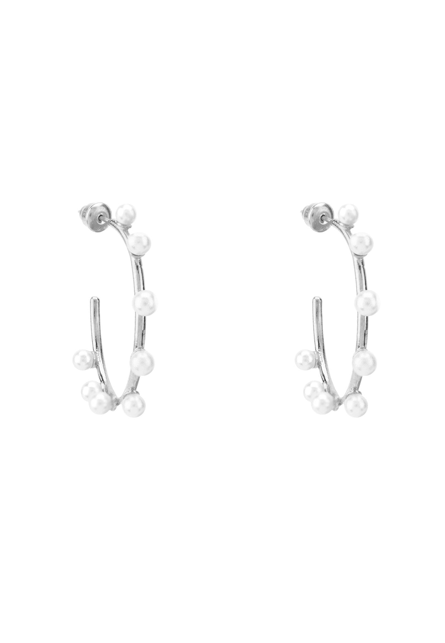 Pearly Hoops Silver - LATELITA Earrings