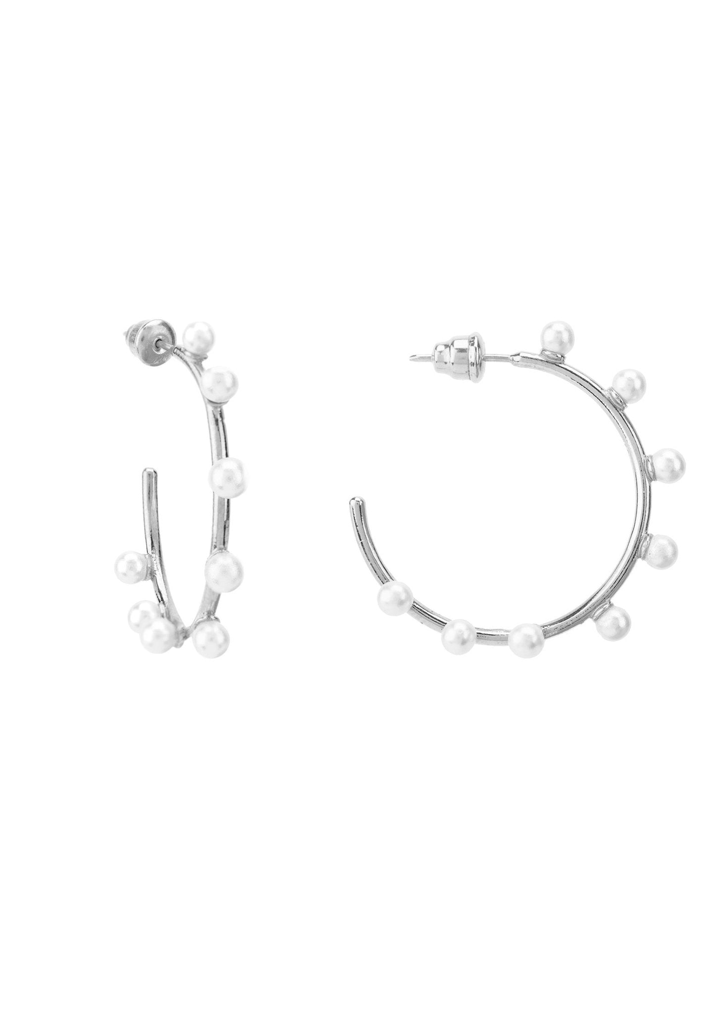 Pearly Hoops Silver - LATELITA Earrings
