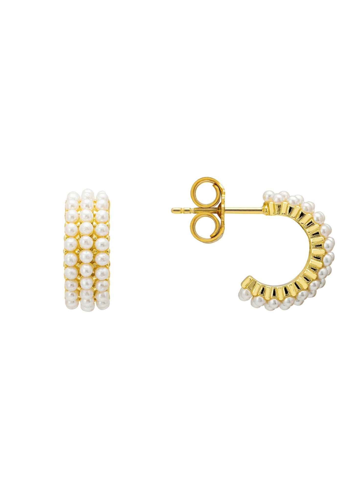 Pearly Queen Hoop Earrings Gold - LATELITA Earrings