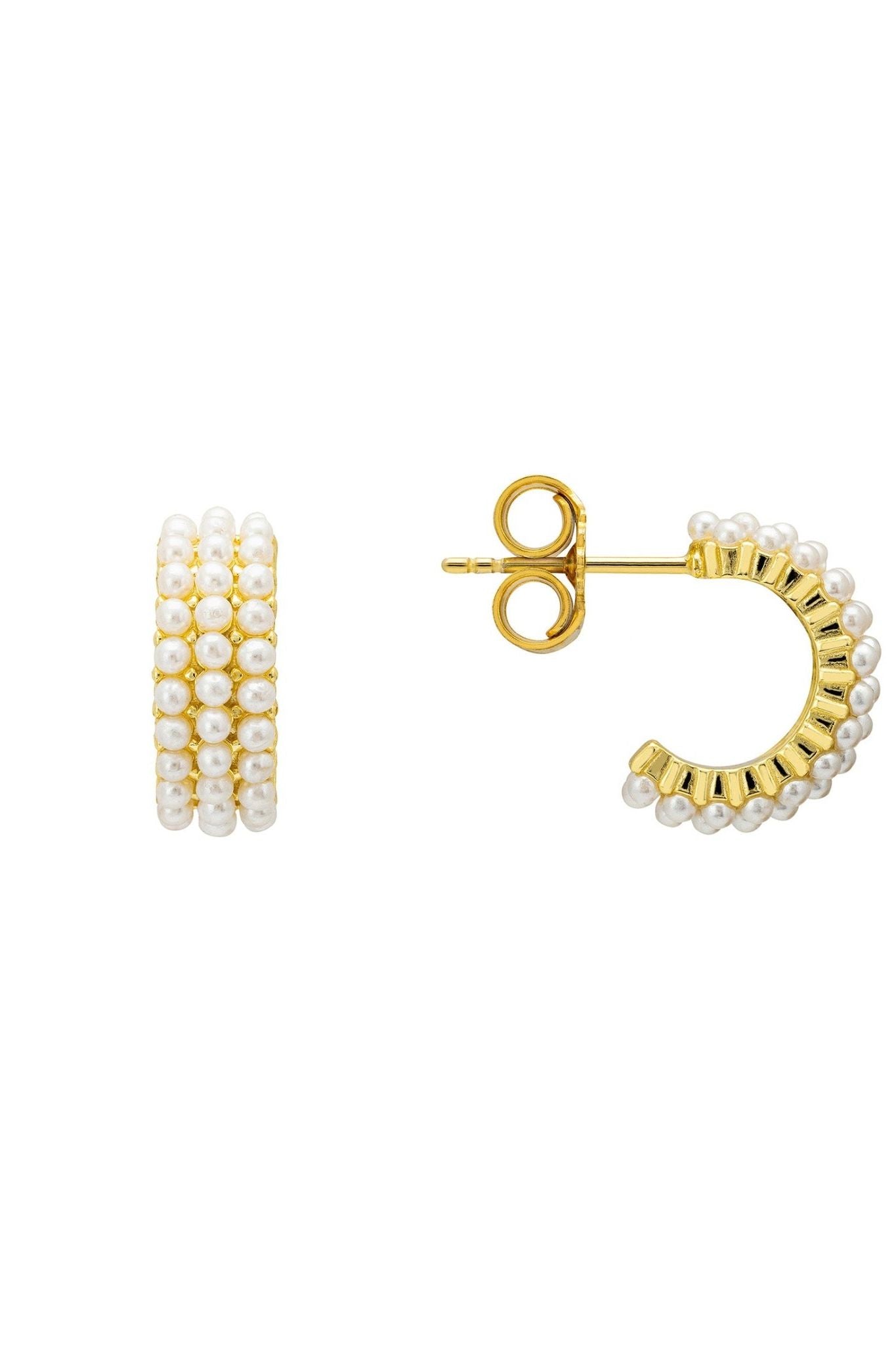 Pearly Queen Hoop Earrings Gold - LATELITA Earrings