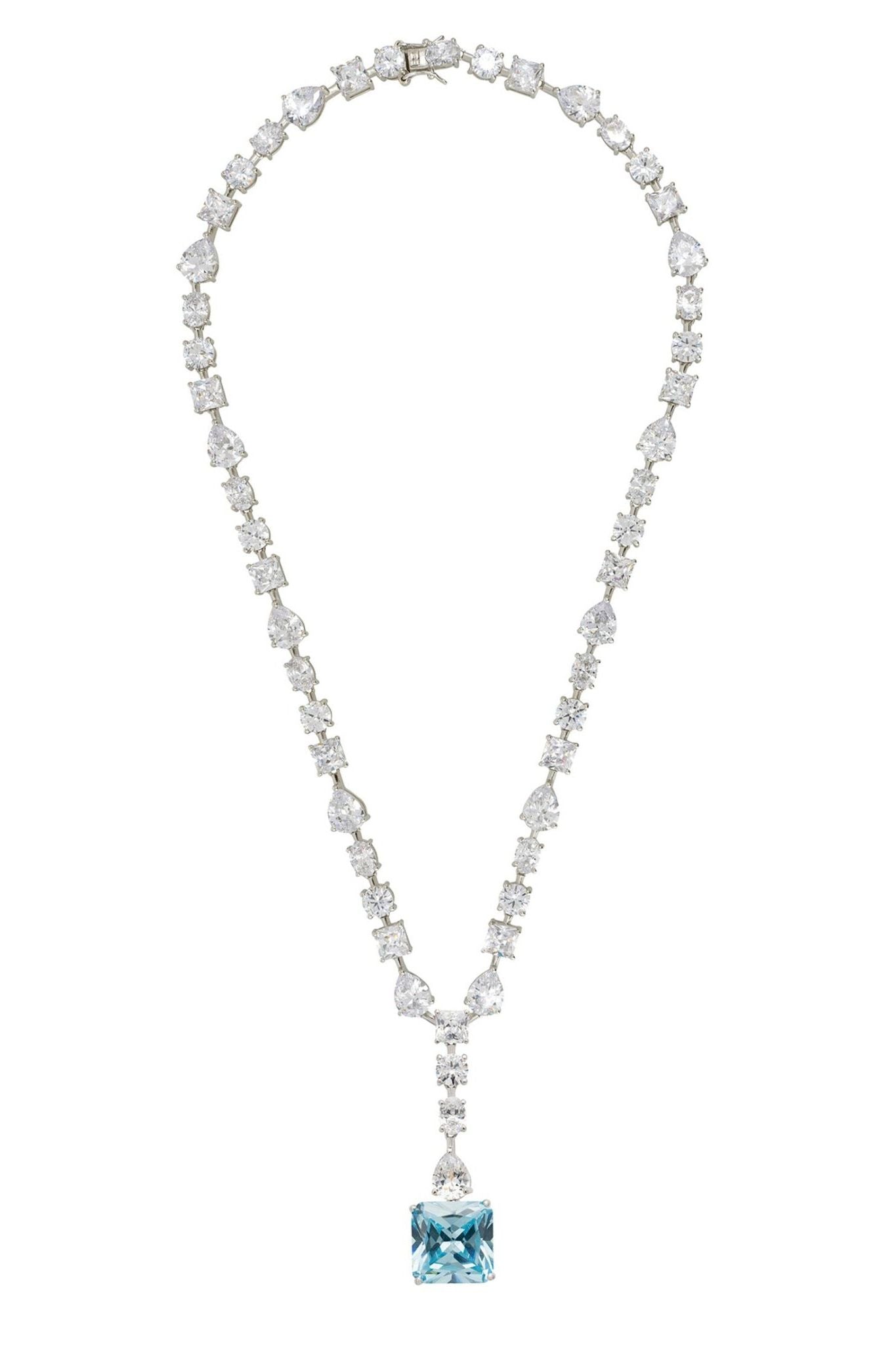 Penelope Blue Topaz Statement Necklace Silver - LATELITA Necklaces