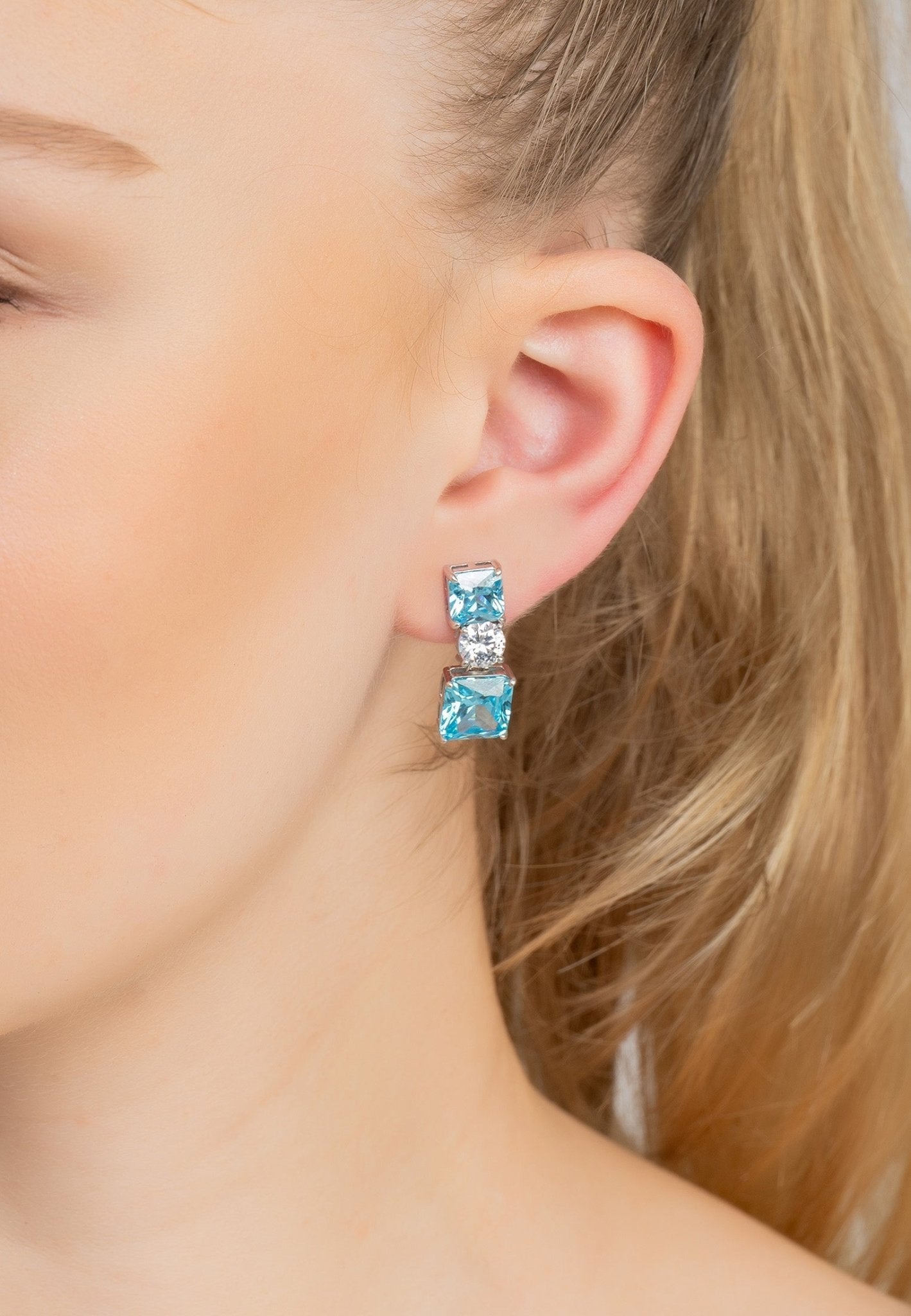 Penelope Drop Earrings Blue Topaz Silver - LATELITA Earrings