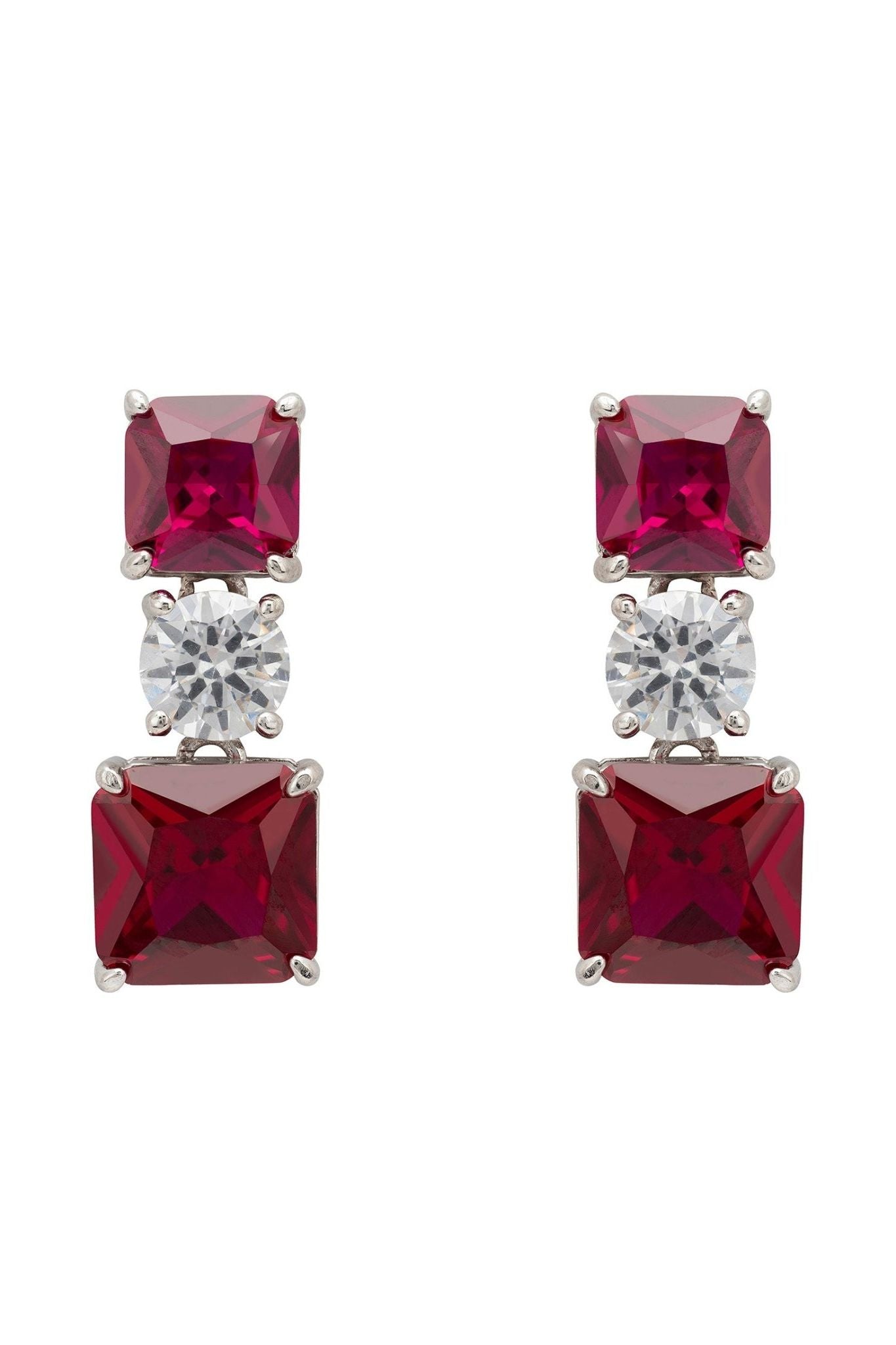 Penelope Drop Earrings Ruby Silver - LATELITA Earrings