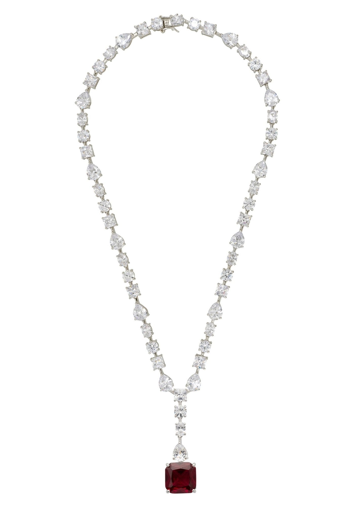 Penelope Ruby Statement Necklace Silver - LATELITA Necklaces