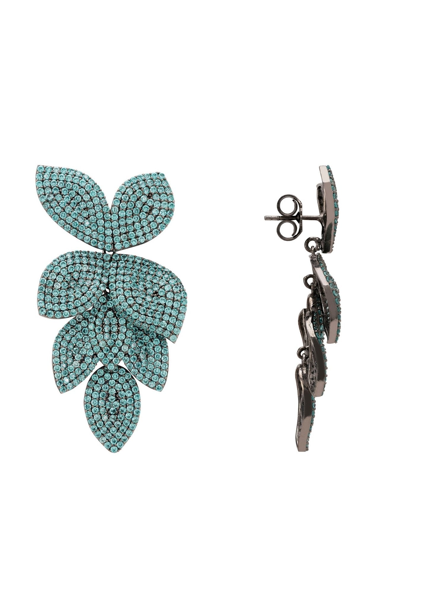 Petal Cascading Flower Earrings Aqua - LATELITA Earrings