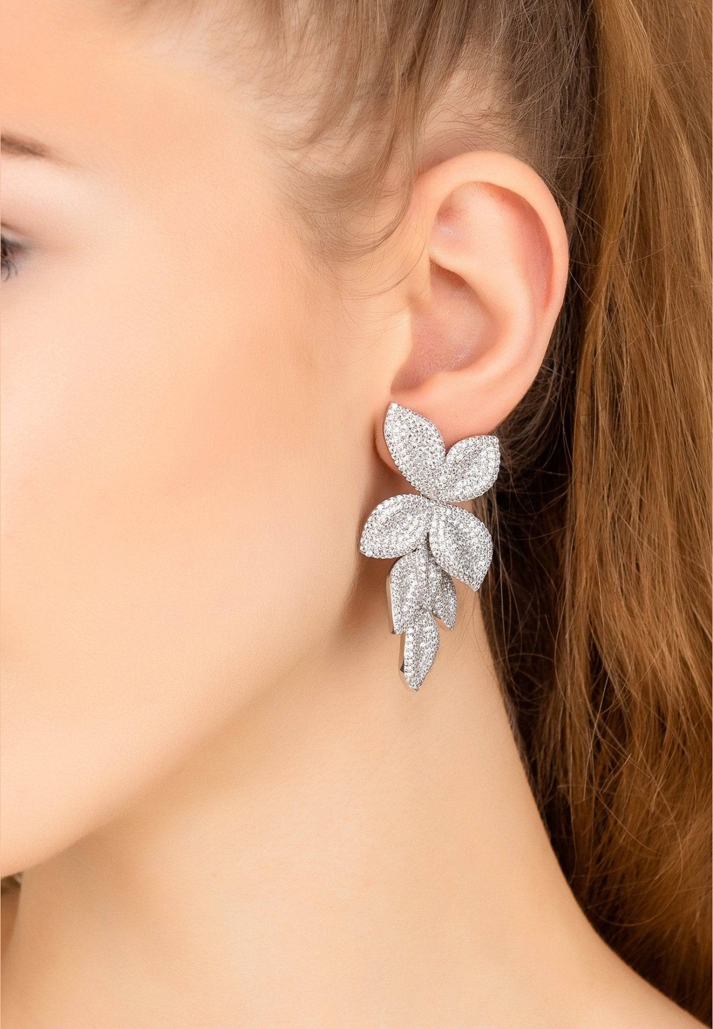 Petal Cascading Flower Earrings Silver - LATELITA Earrings