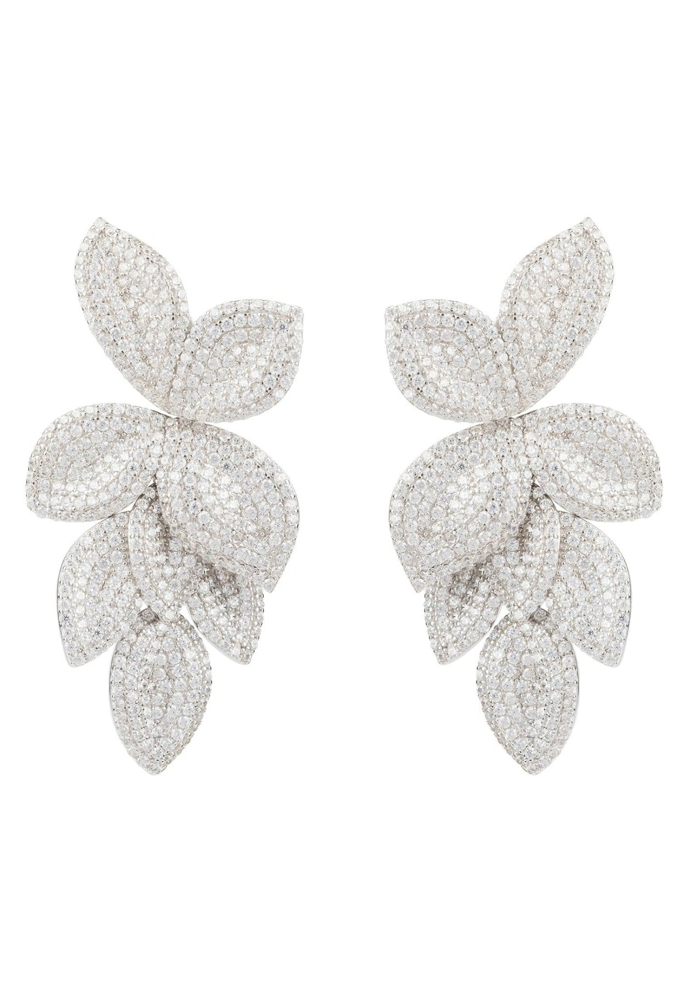 Petal Cascading Flower Earrings Silver - LATELITA Earrings