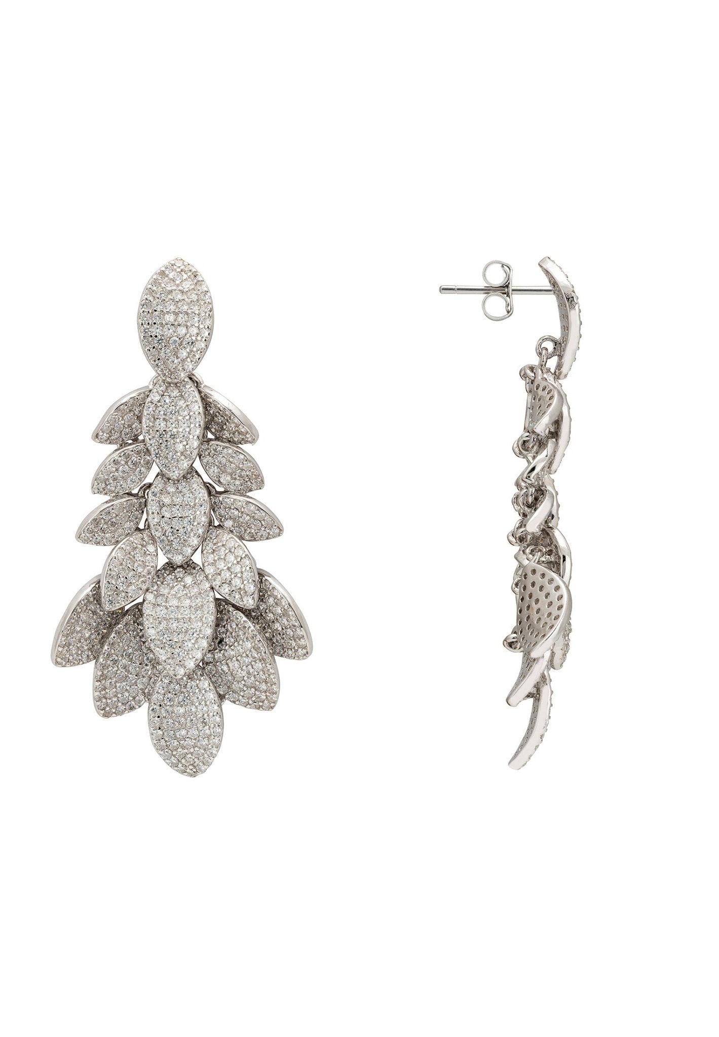 Petal Cluster Drop Earrings Silver - LATELITA Earrings