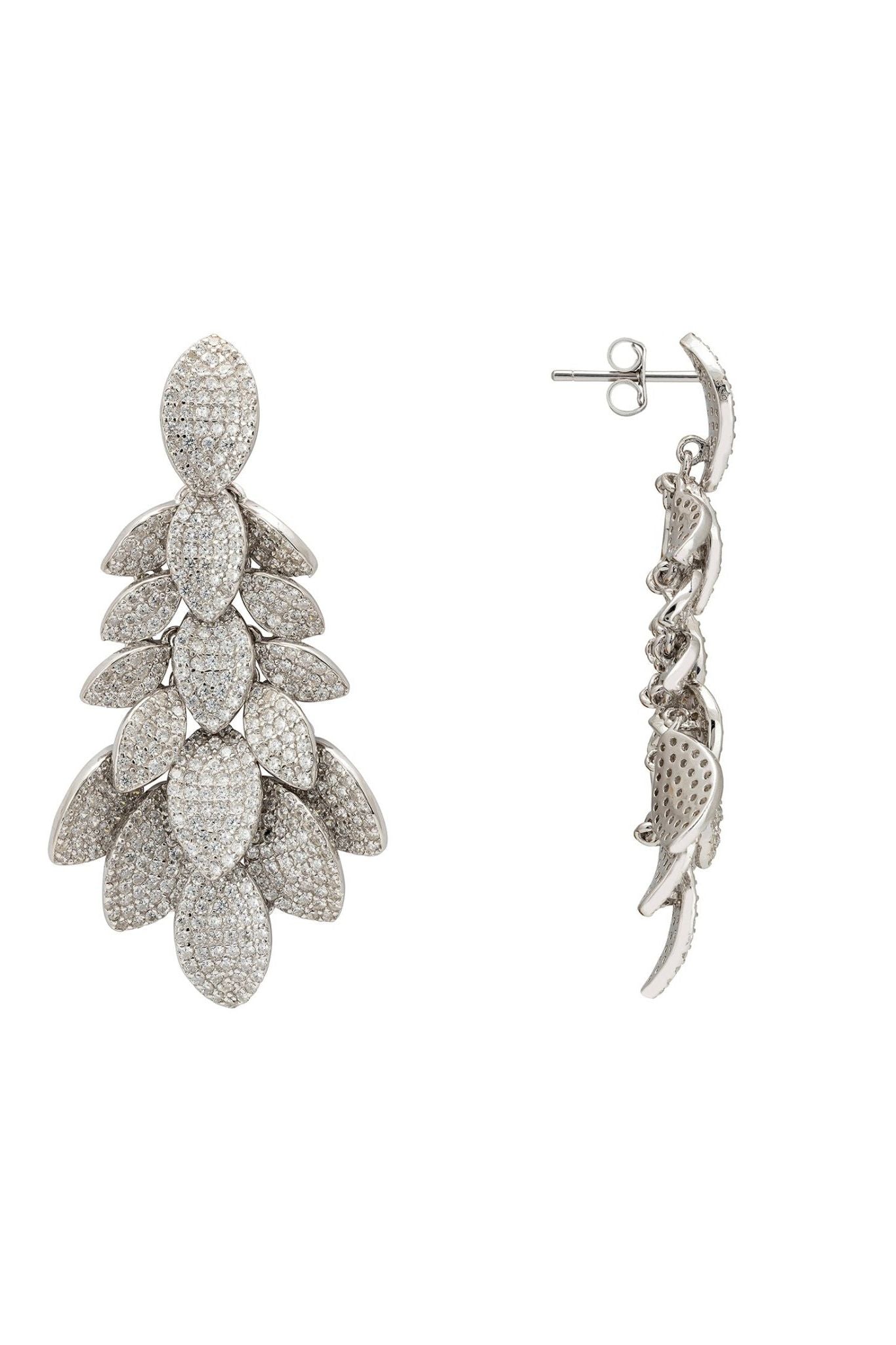 Petal Cluster Drop Earrings Silver - LATELITA Earrings