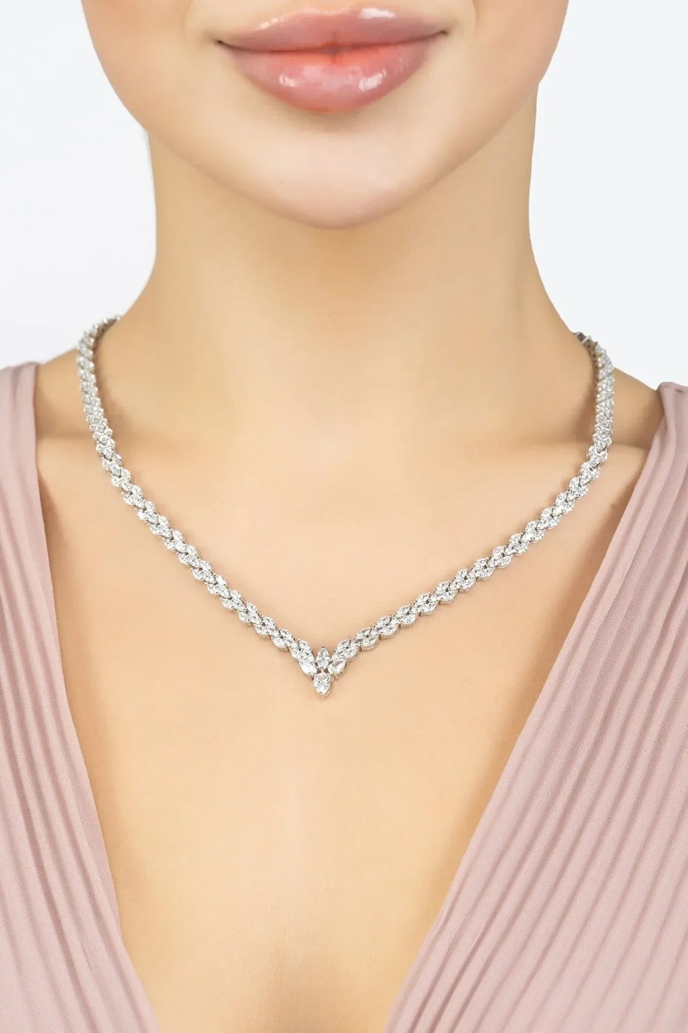 Petal Tennis Necklace Silver - LATELITA Necklaces