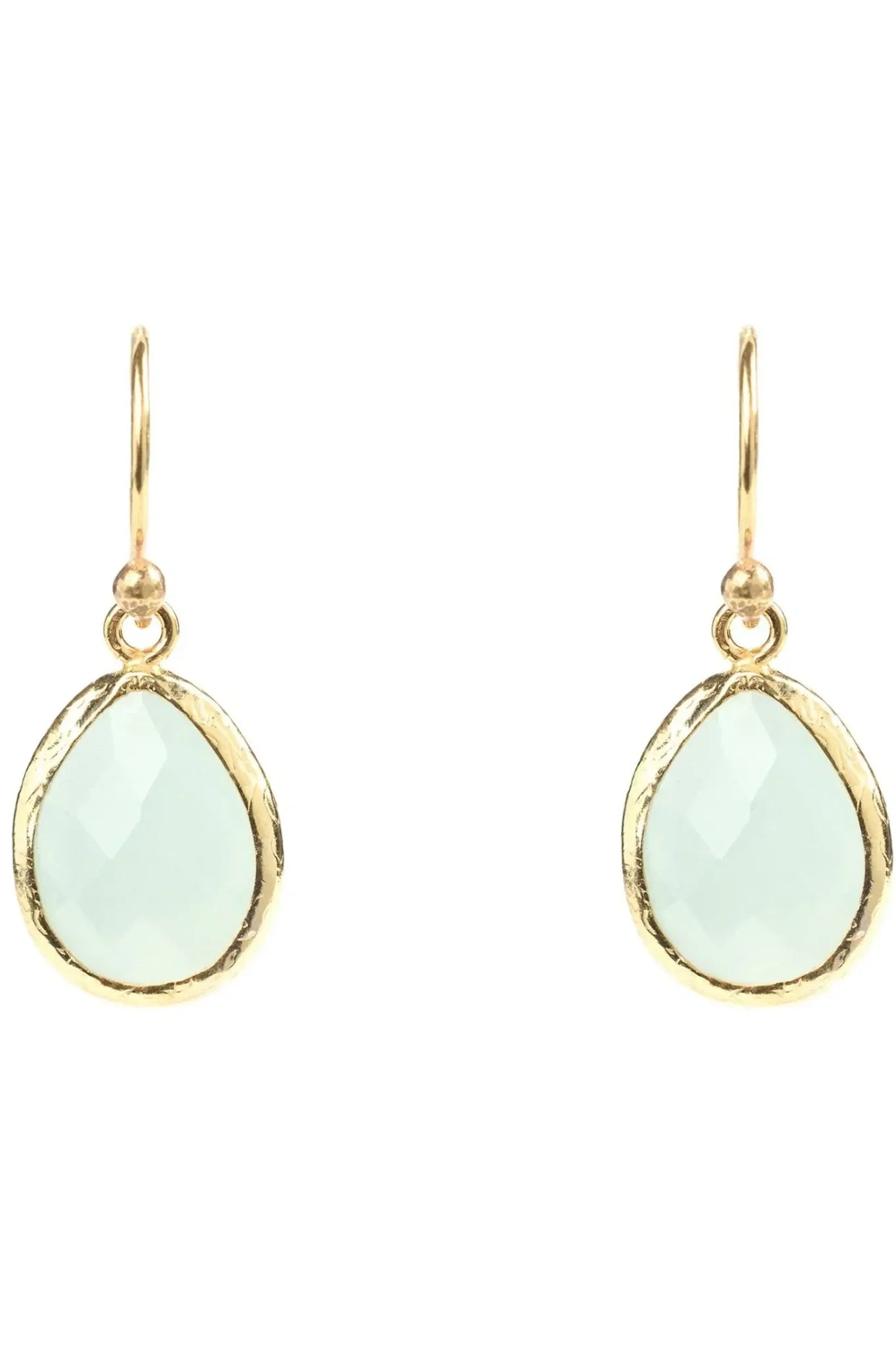 Petite Drop Earrings Aqua Chalcedony Gold - LATELITA Earrings