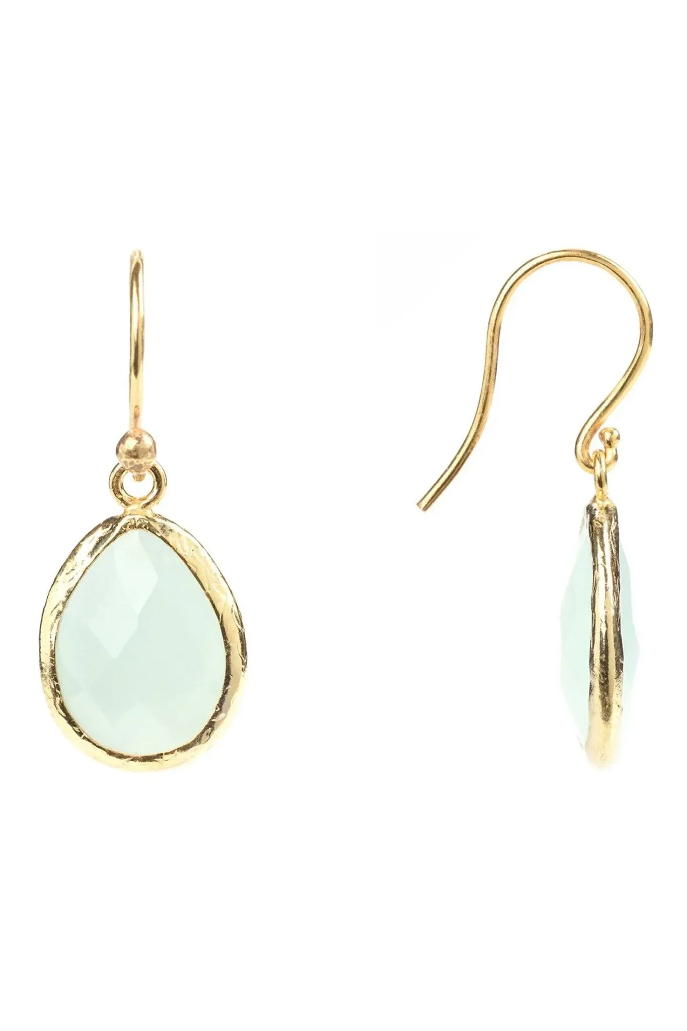 Petite Drop Earrings Aqua Chalcedony Gold - LATELITA Earrings