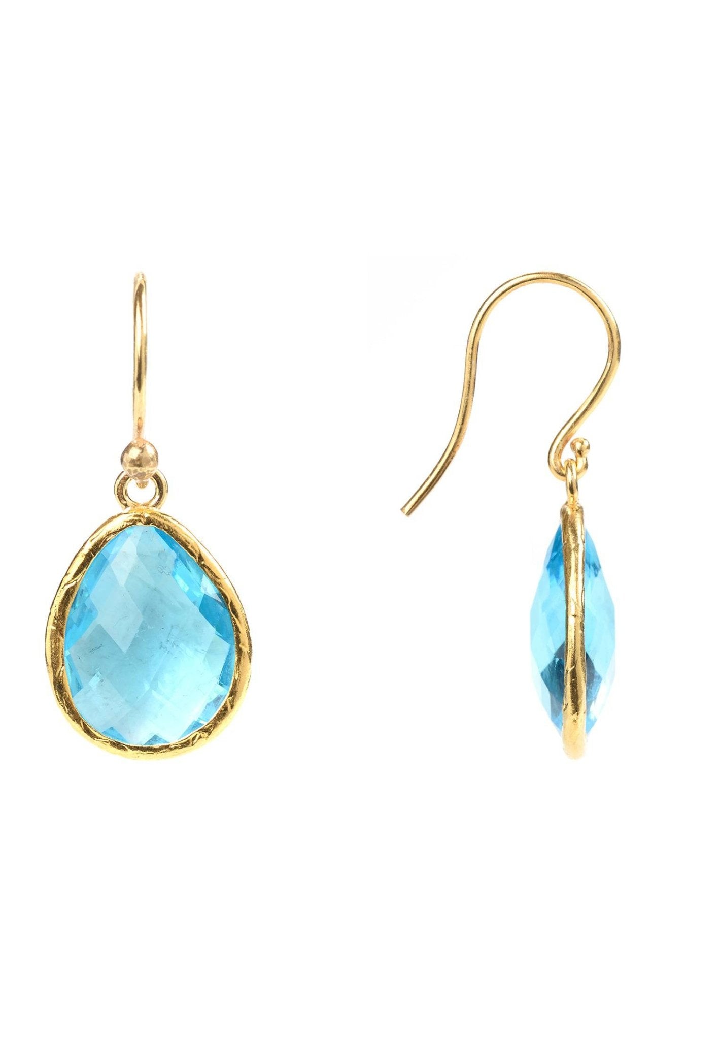 Petite Drop Earrings Blue Topaz Hydro Gold - LATELITA Earrings